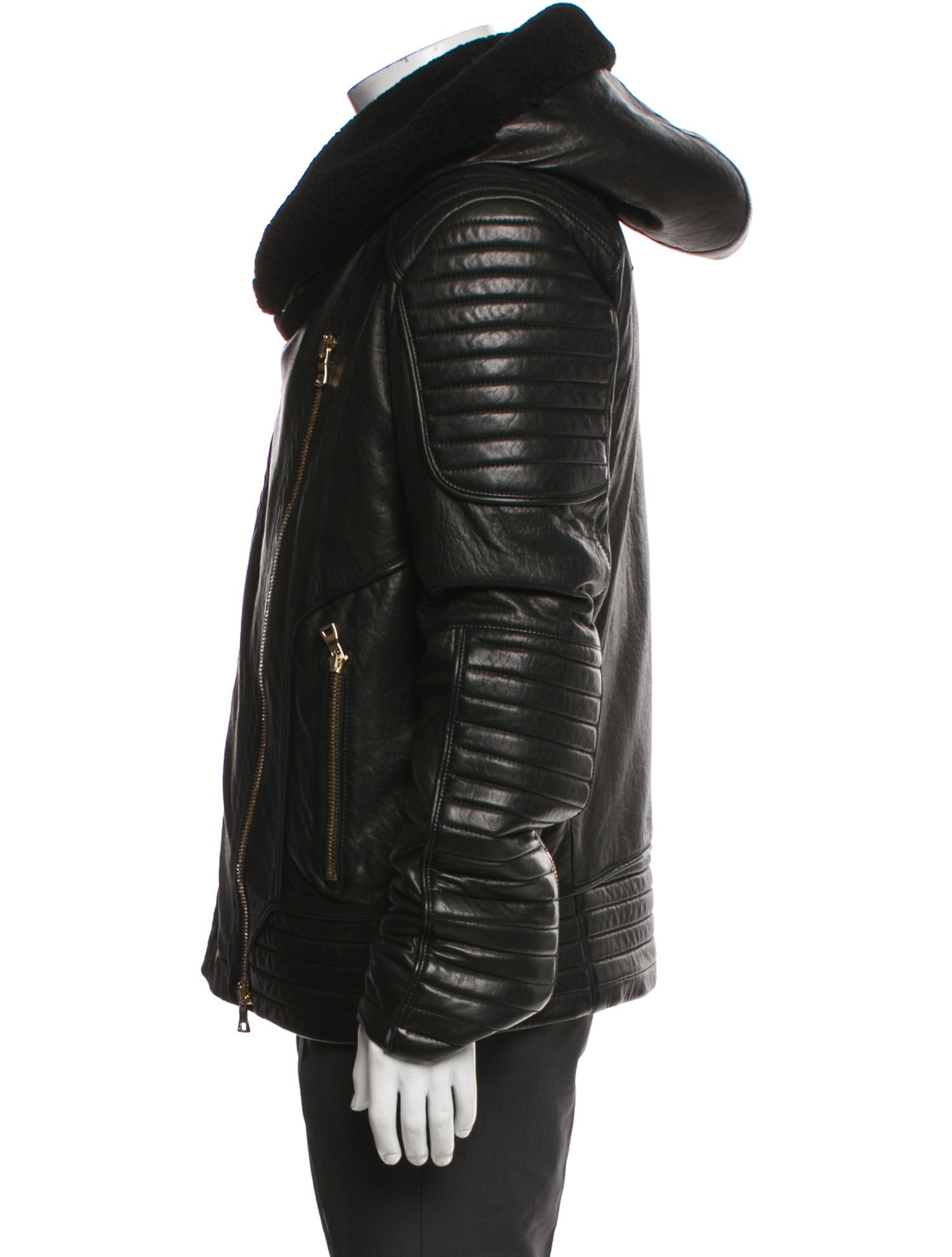 Balmain 2017 Lamb Leather Moto Jacket