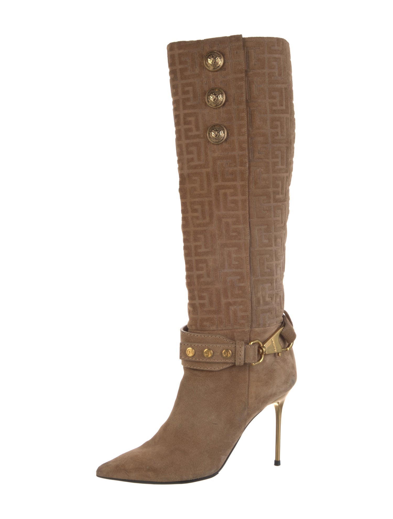 Balmain Suede Printed Boots