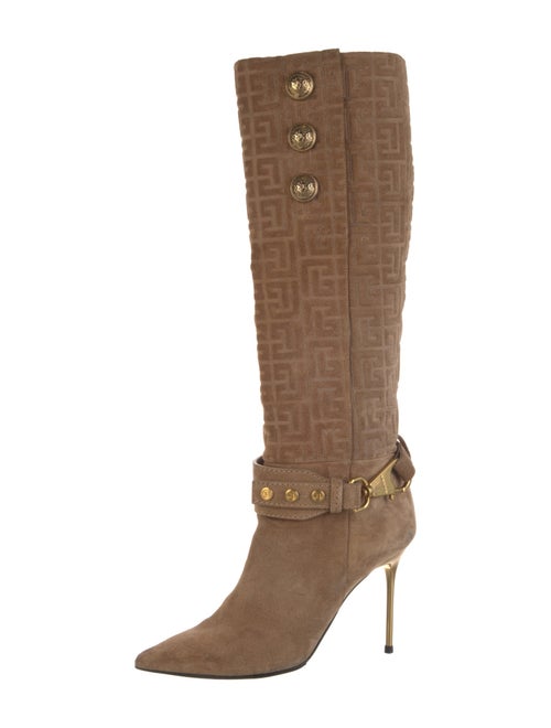 Balmain Suede Printed Boots