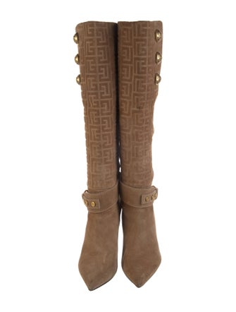 Balmain Suede Printed Boots