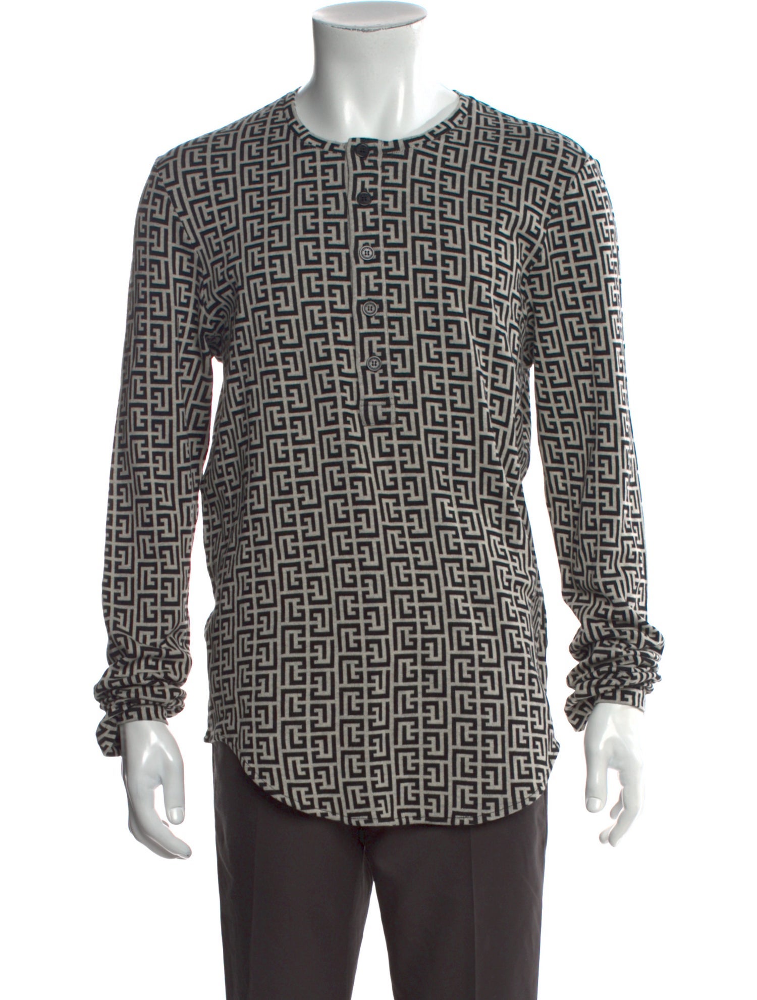 Balmain Monogram Pattern Crew Neck Pullover