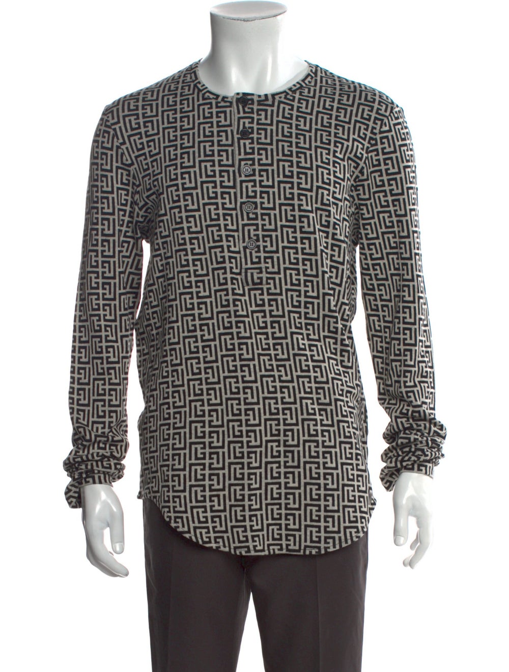 Balmain Pullover White Monogram Pattern Long Slee… - image 1