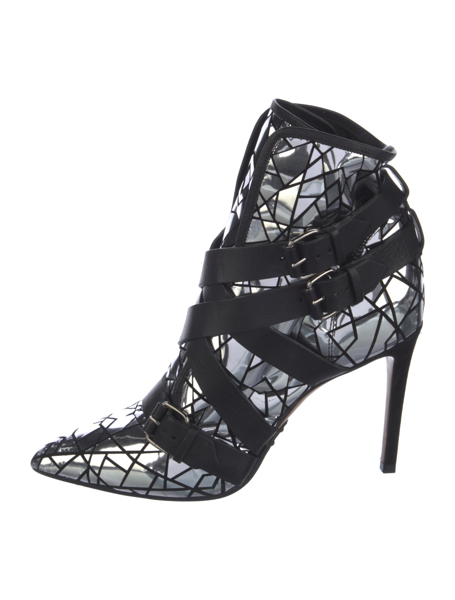 Balmain Leather Colorblock Pattern Boots