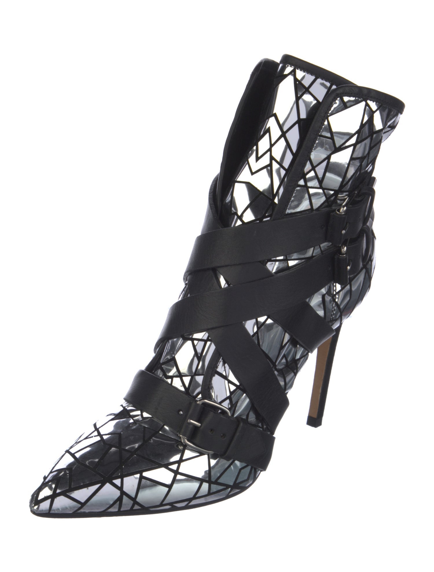 Balmain Leather Colorblock Pattern Boots