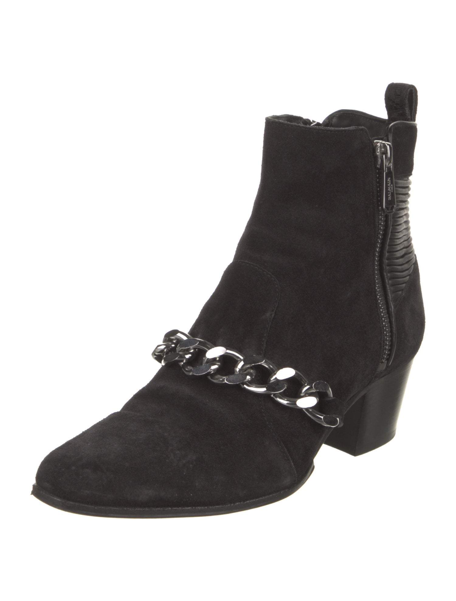 Balmain Chain-Link Accent Suede Chelsea Boots