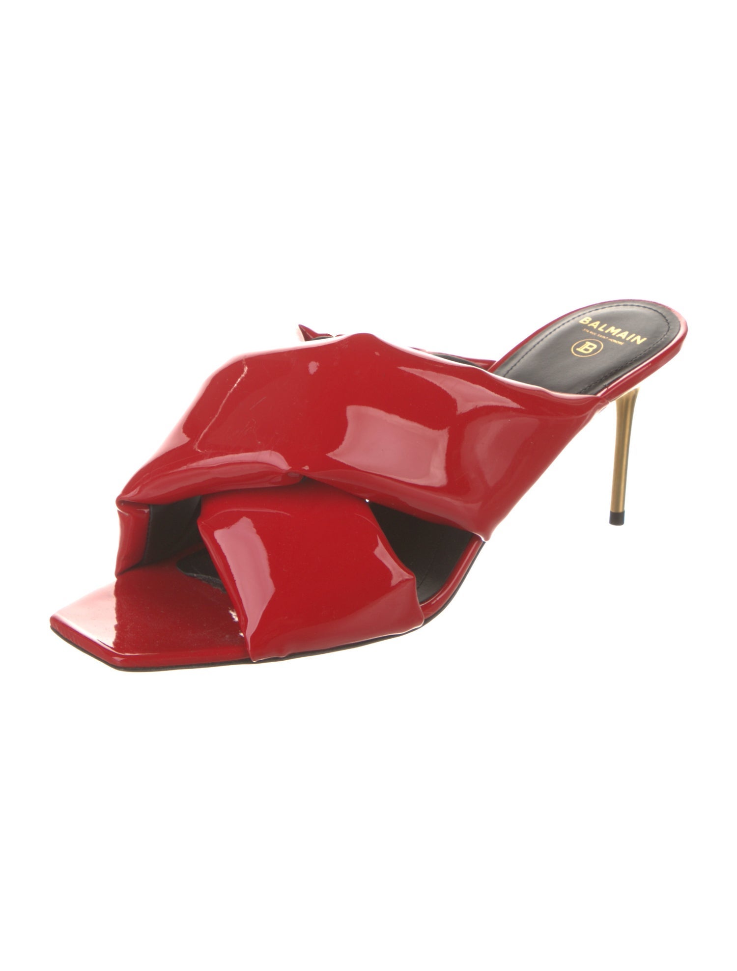 Balmain Patent Leather Slides