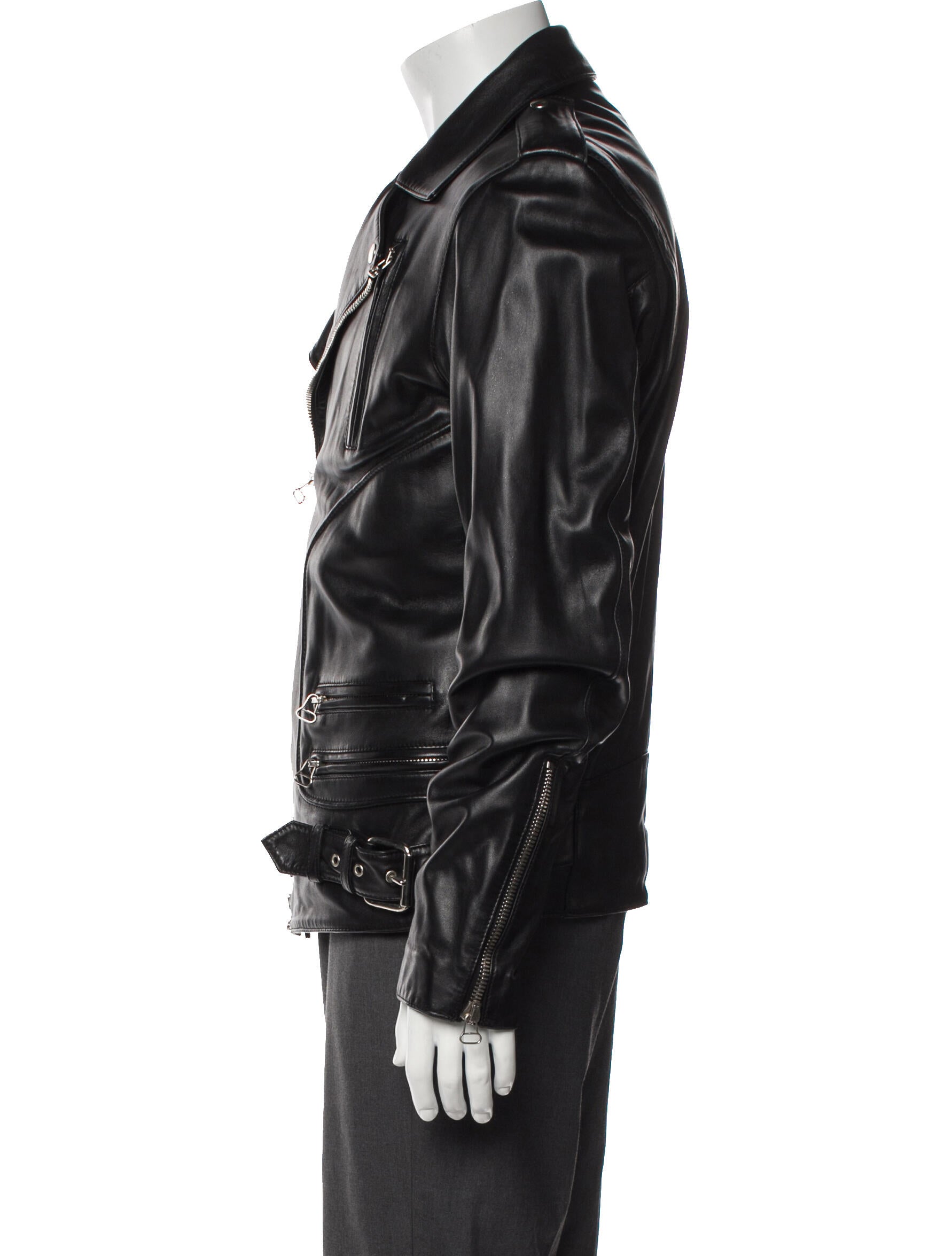 Balmain Signature Logo Lambskin Moto Jacket