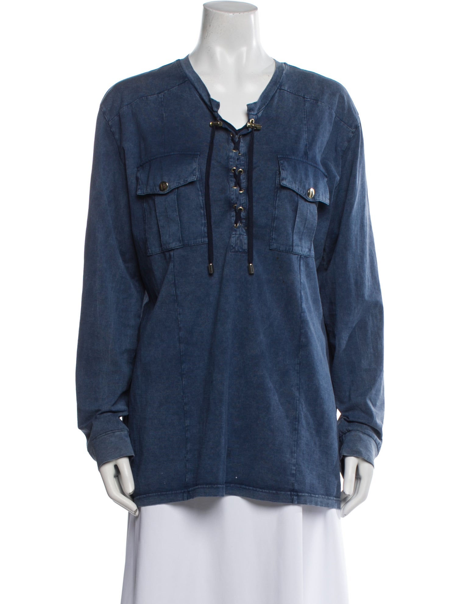 Balmain V-Neck Long Sleeve Blouse