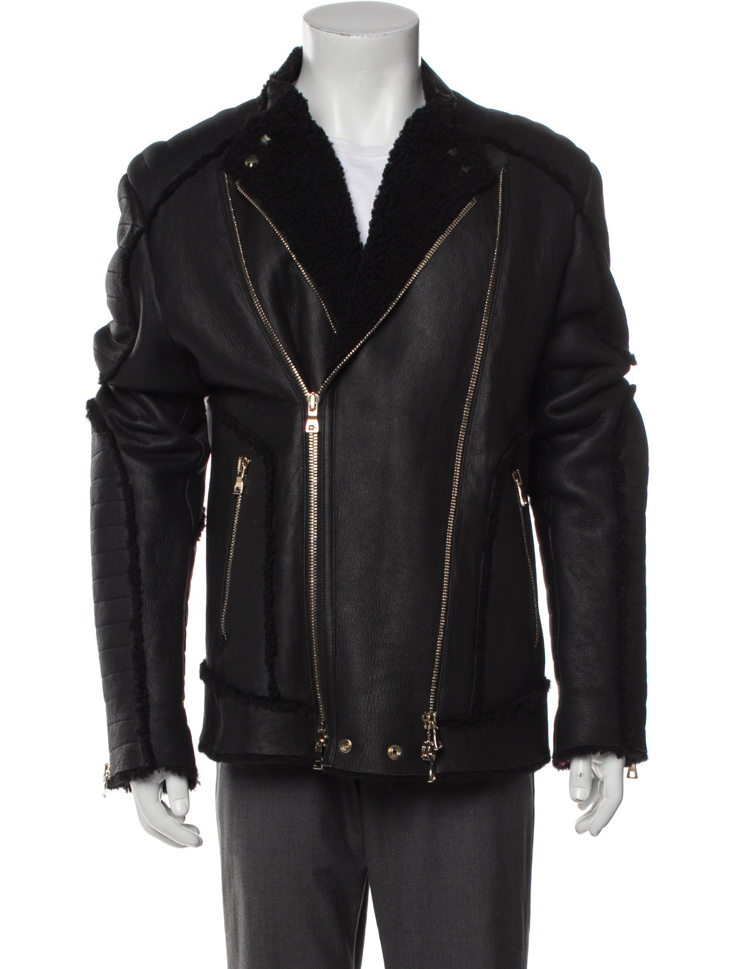 Balmain Shearling Moto Jacket
