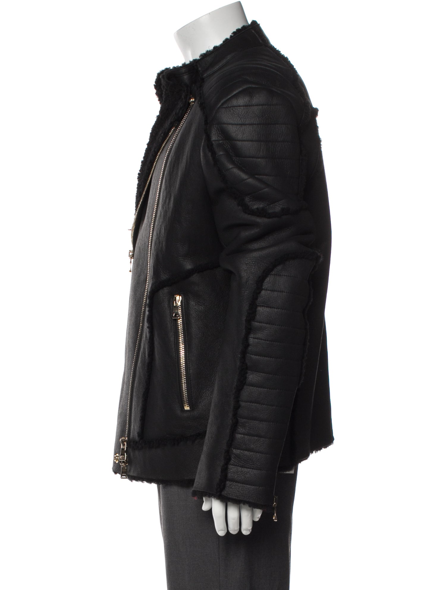 Balmain Shearling Moto Jacket