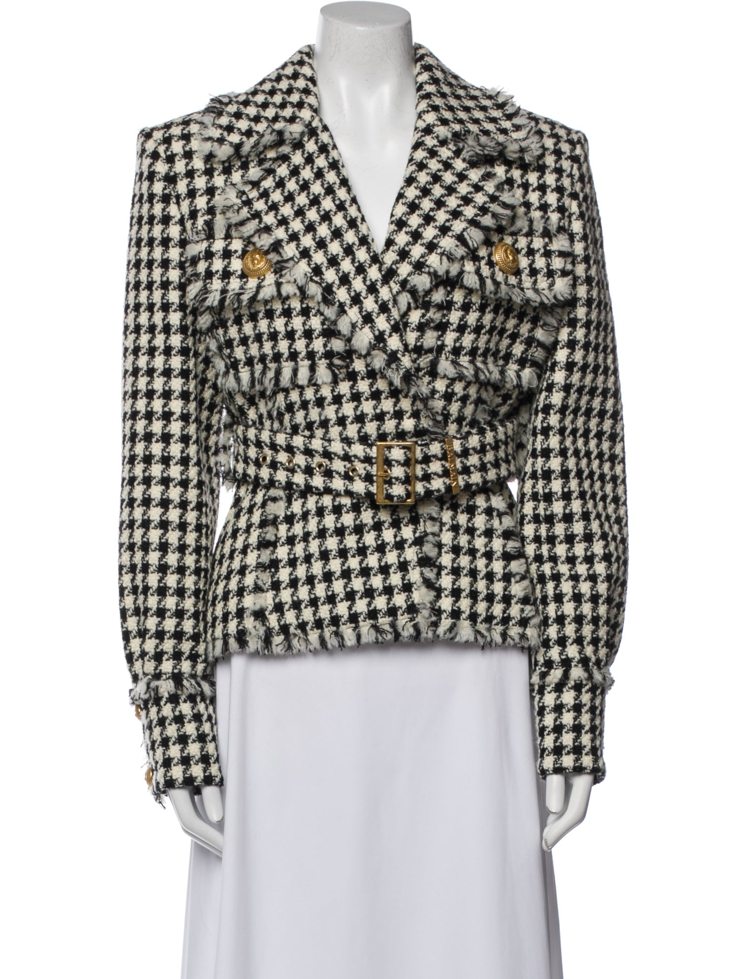 Balmain Virgin Wool Plaid Print Blazer w/ Tags
