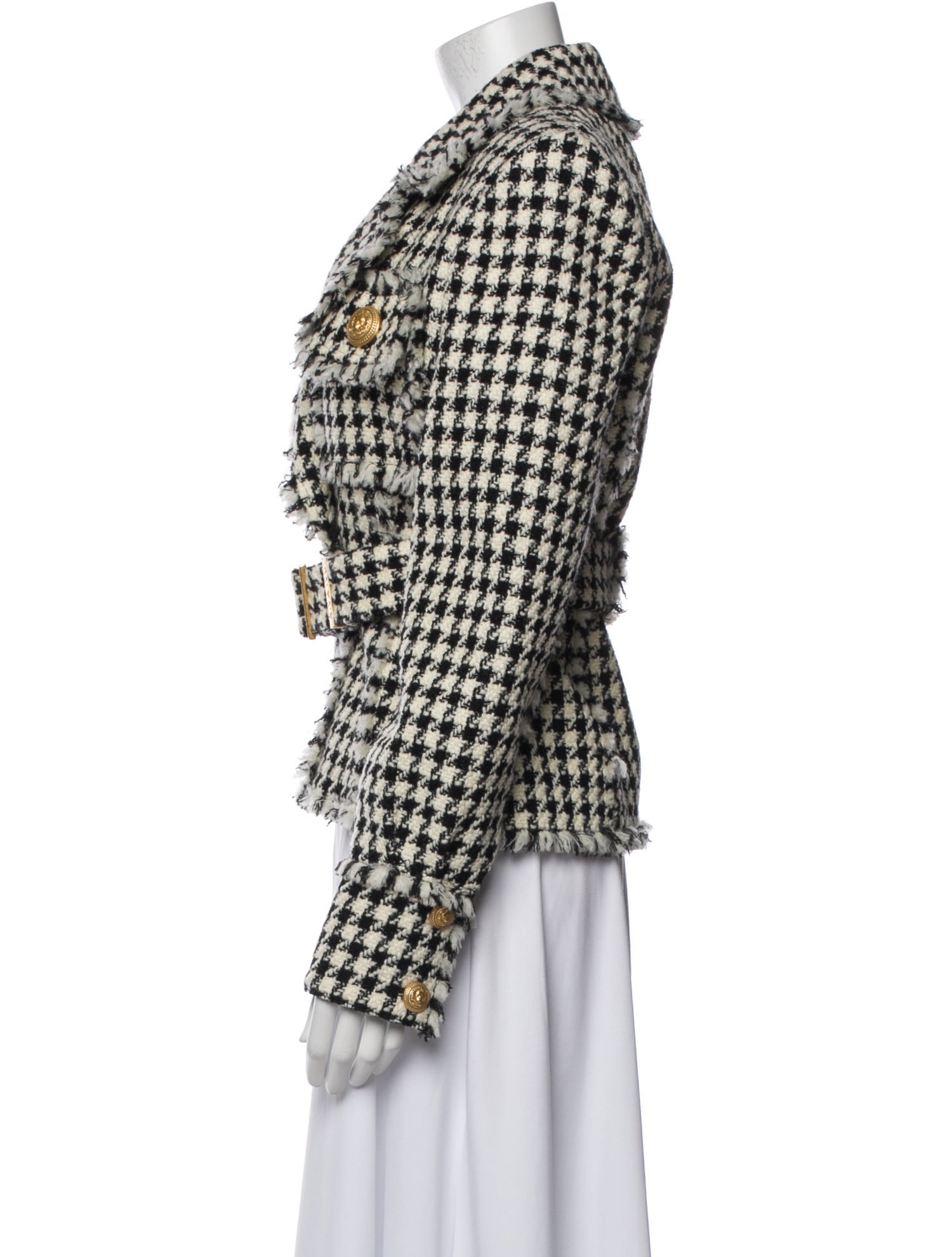 Balmain Virgin Wool Plaid Print Blazer w/ Tags