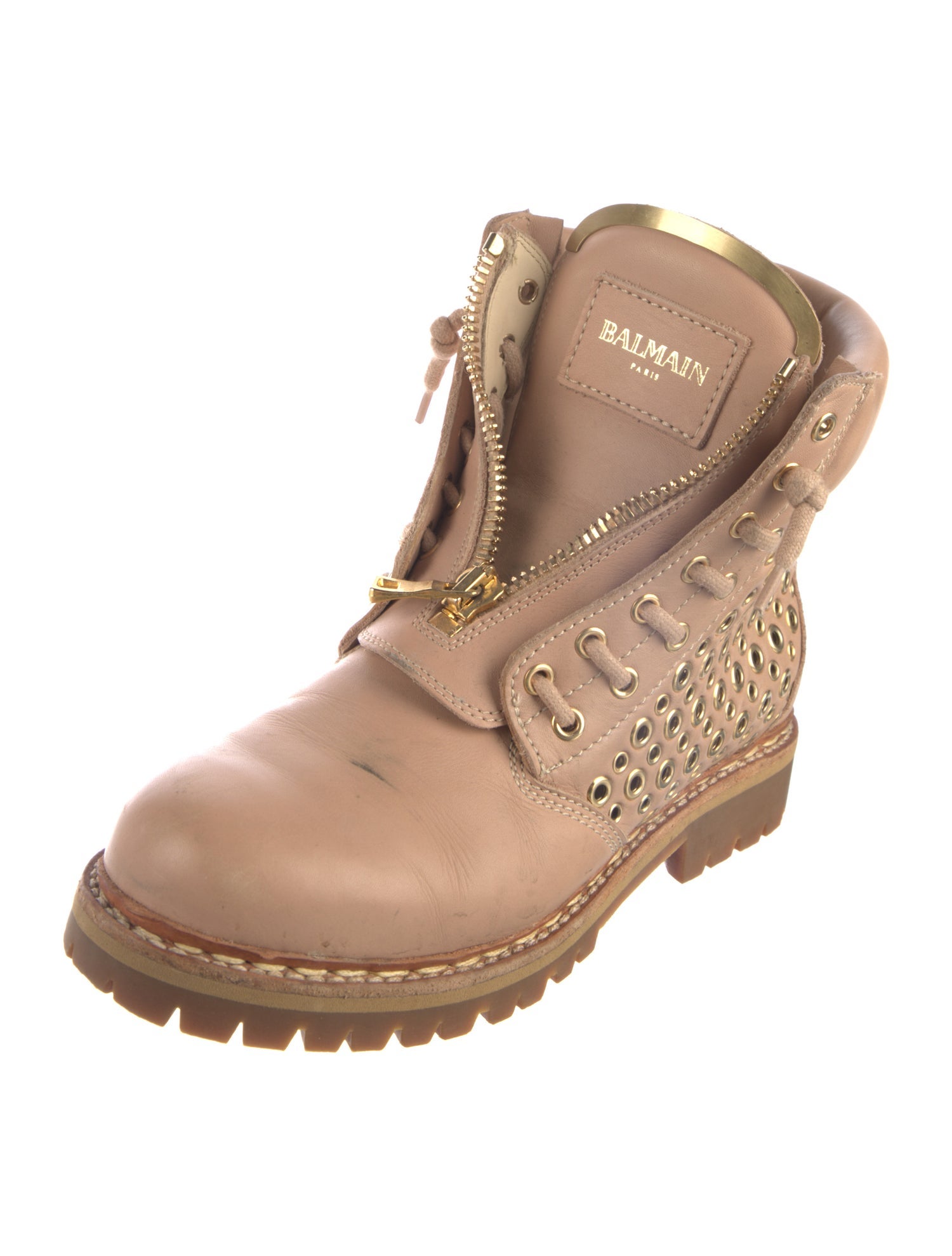 Balmain Suede Studded Accents Combat Boots