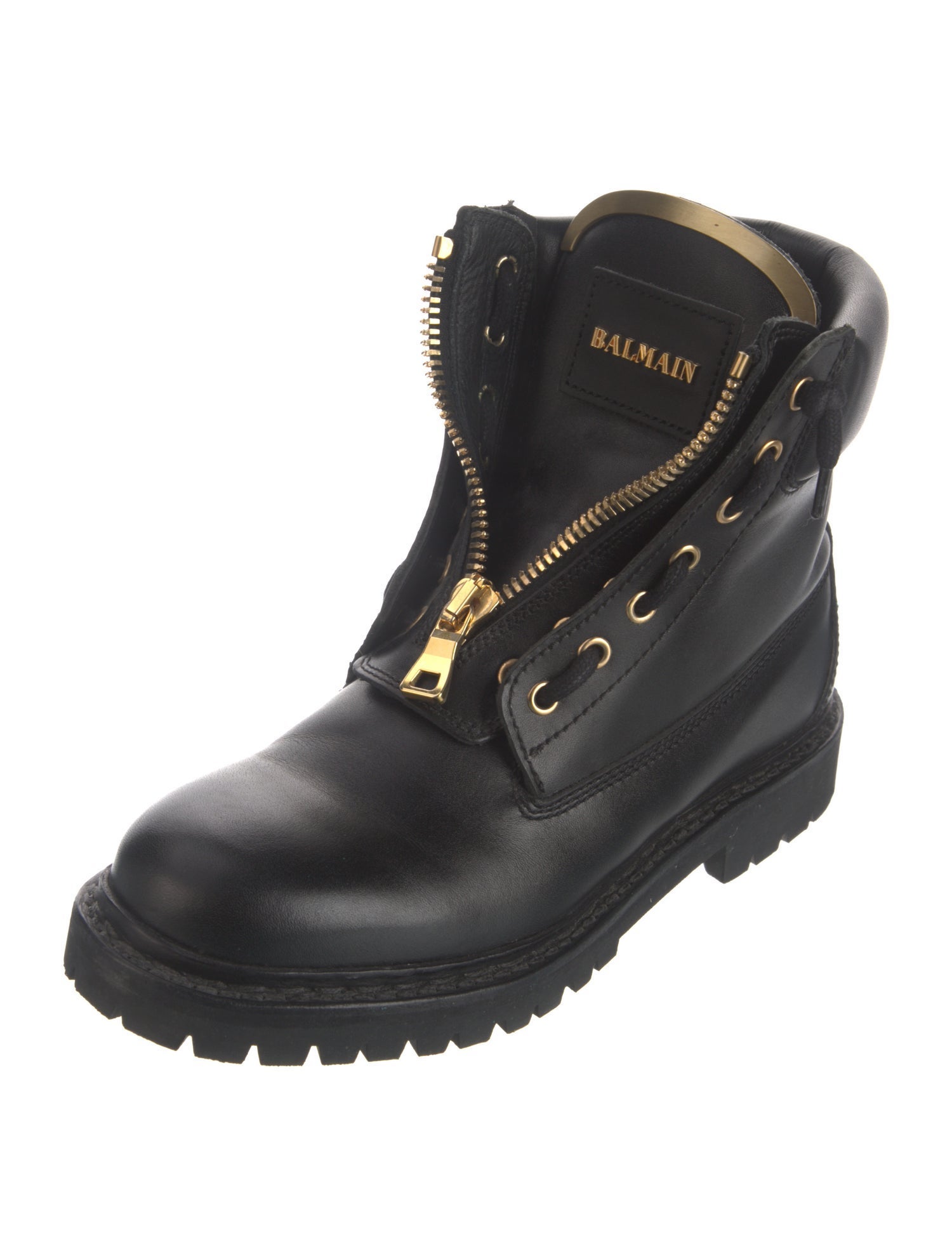 Balmain Leather Printed Combat Boots