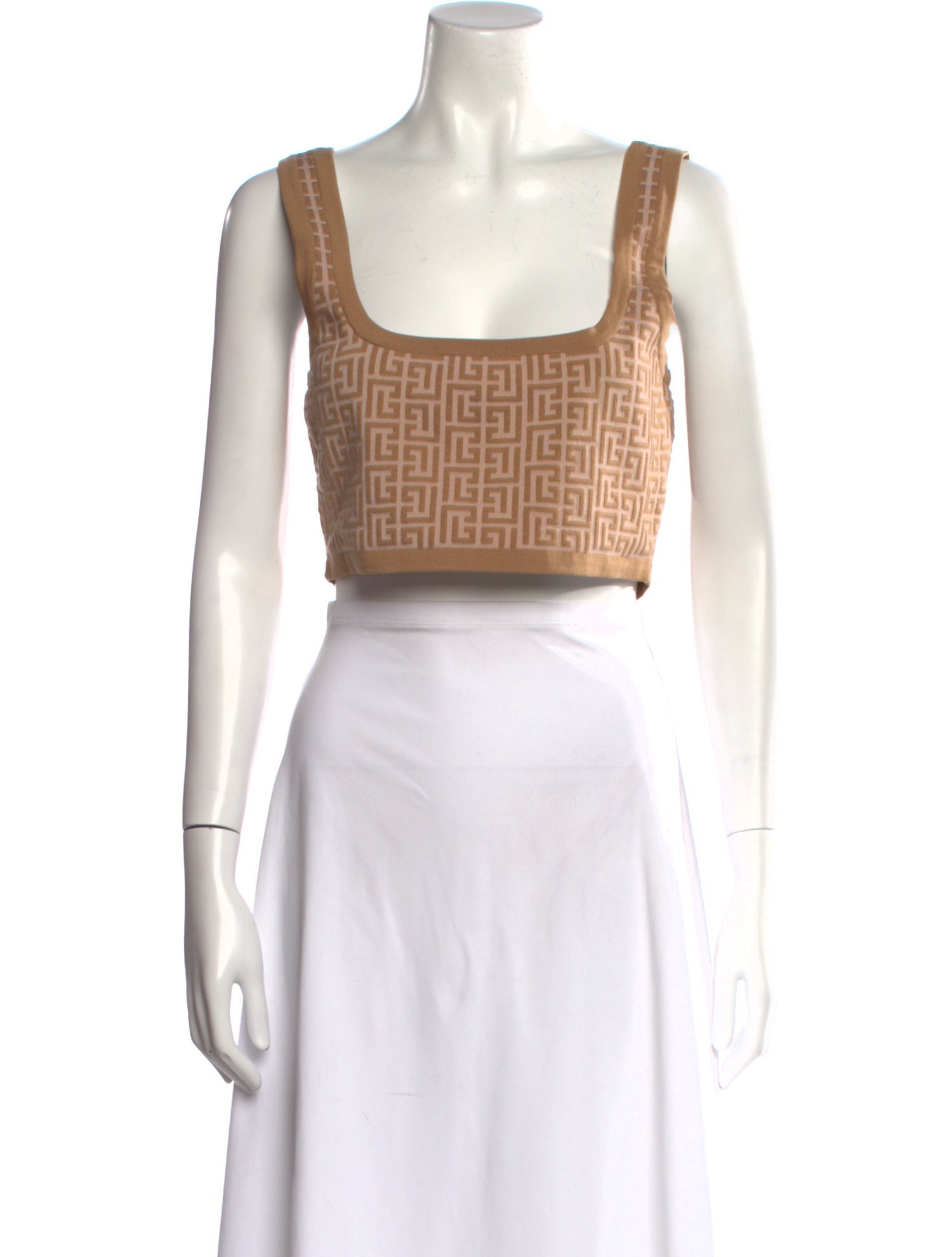 Balmain Wool Square Neckline Crop Top