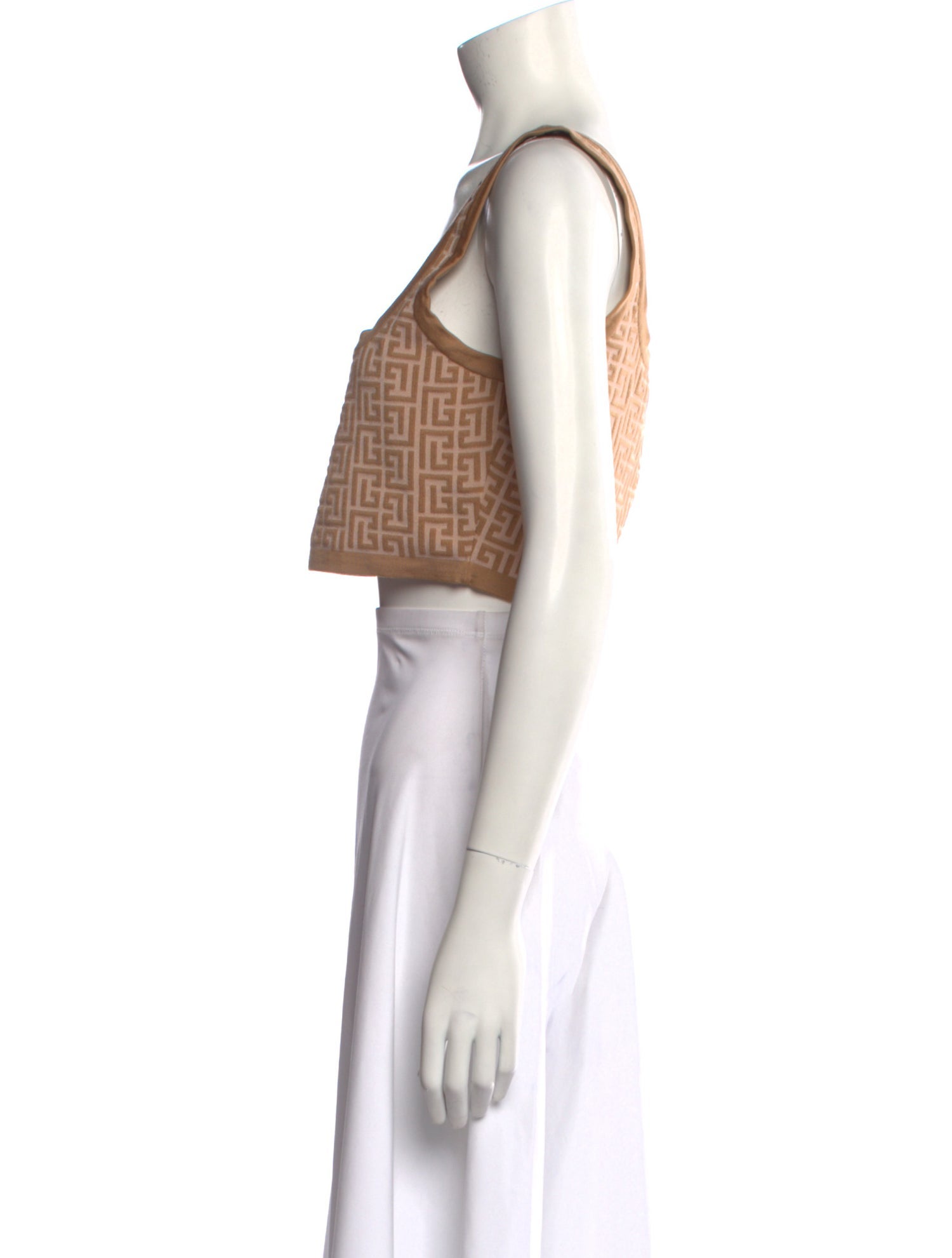 Balmain Wool Square Neckline Crop Top