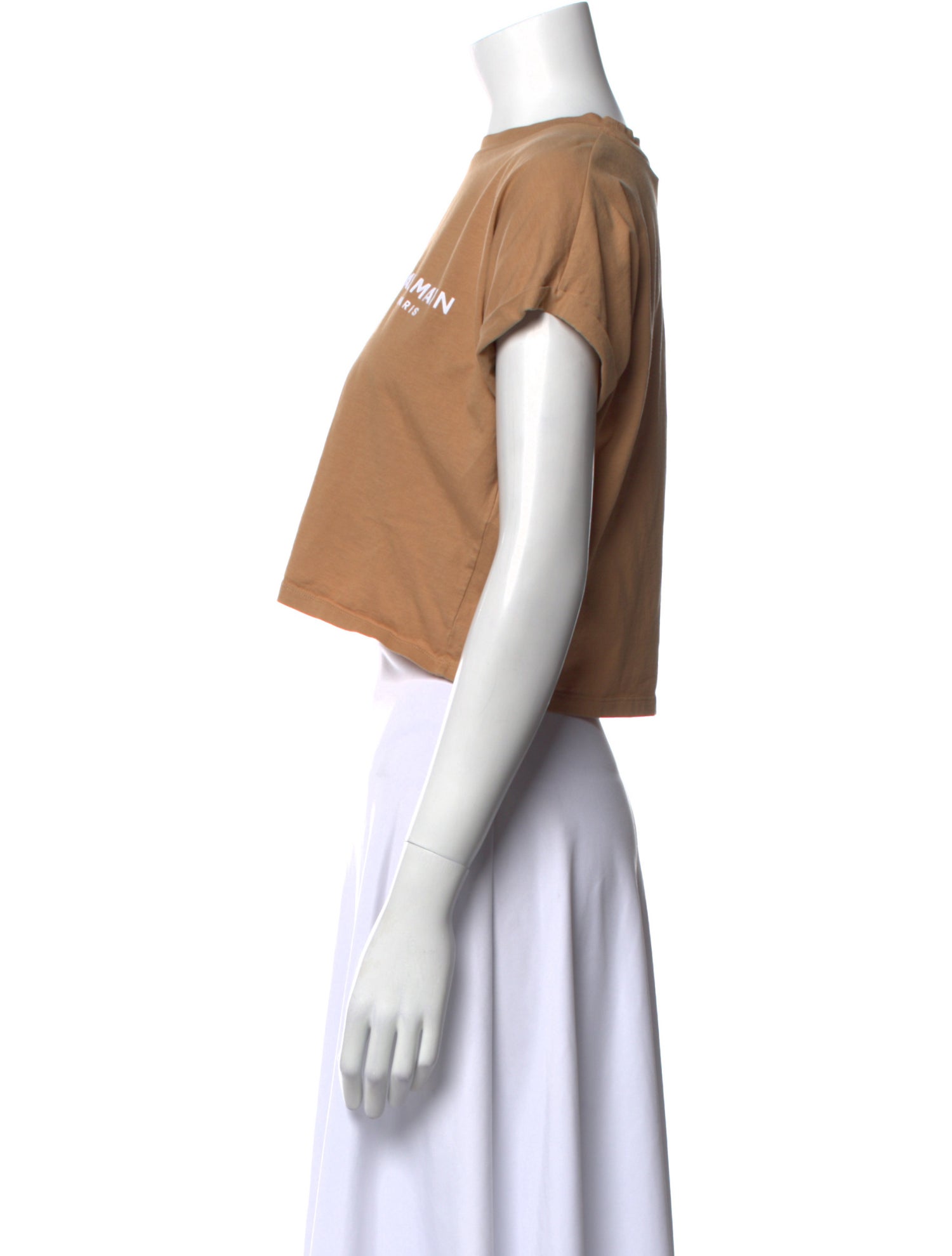 Balmain Graphic Print Crew Neck Crop Top