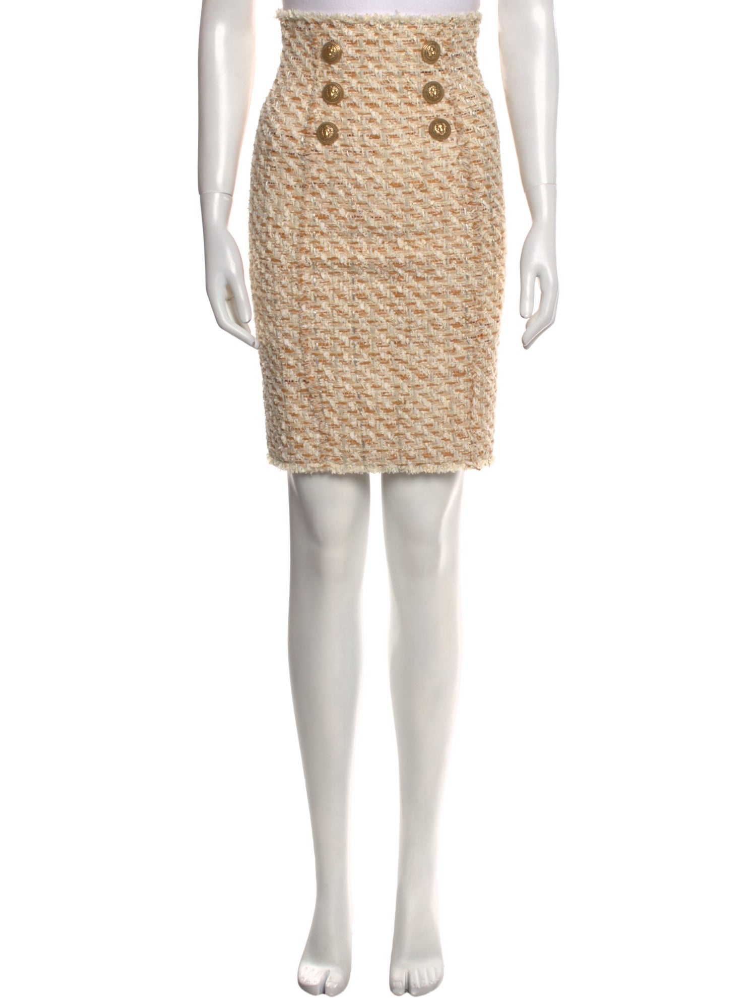 Balmain Tweed Pattern Knee-Length Skirt