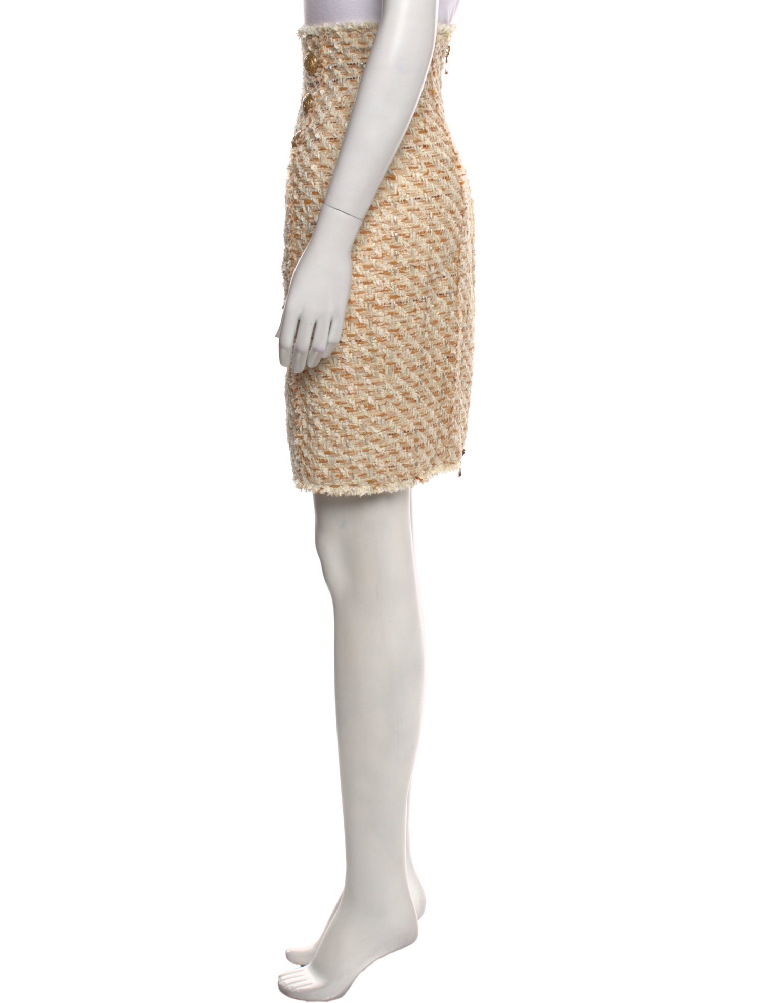 Balmain Tweed Pattern Knee-Length Skirt