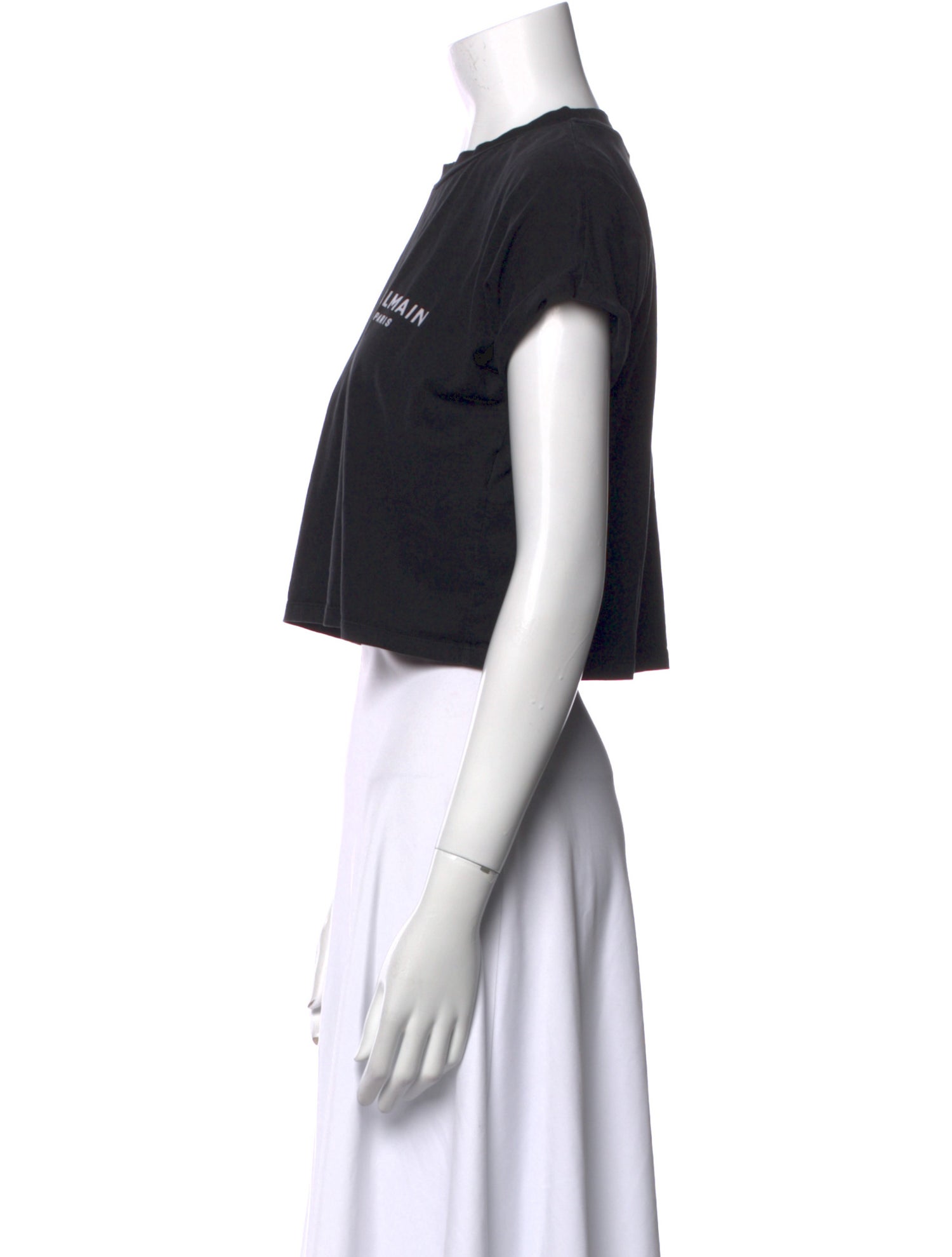 Balmain Graphic Print Crew Neck Crop Top