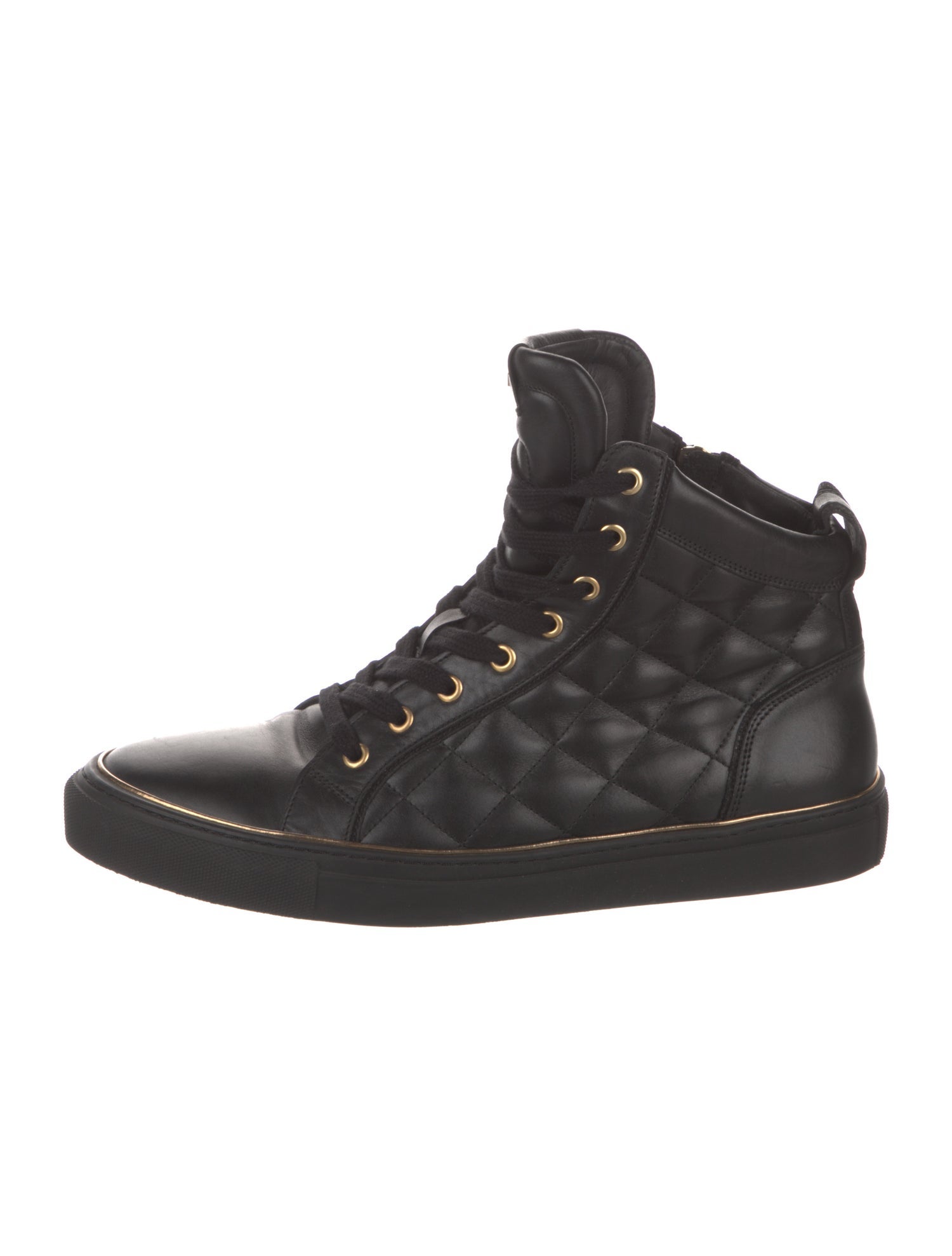 Balmain Quilted Pattern Leather Sneakers