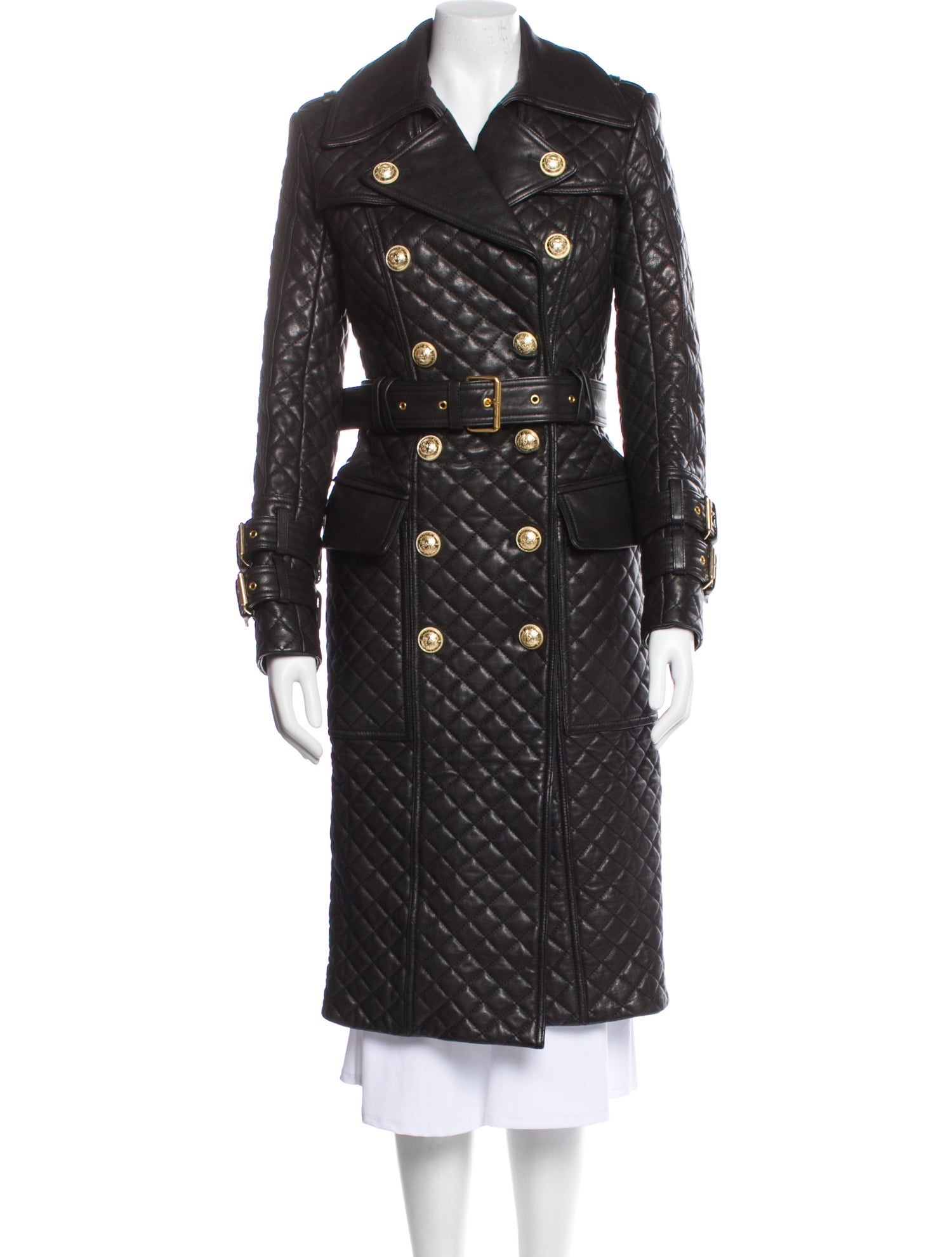 Balmain Leather Trench Coat