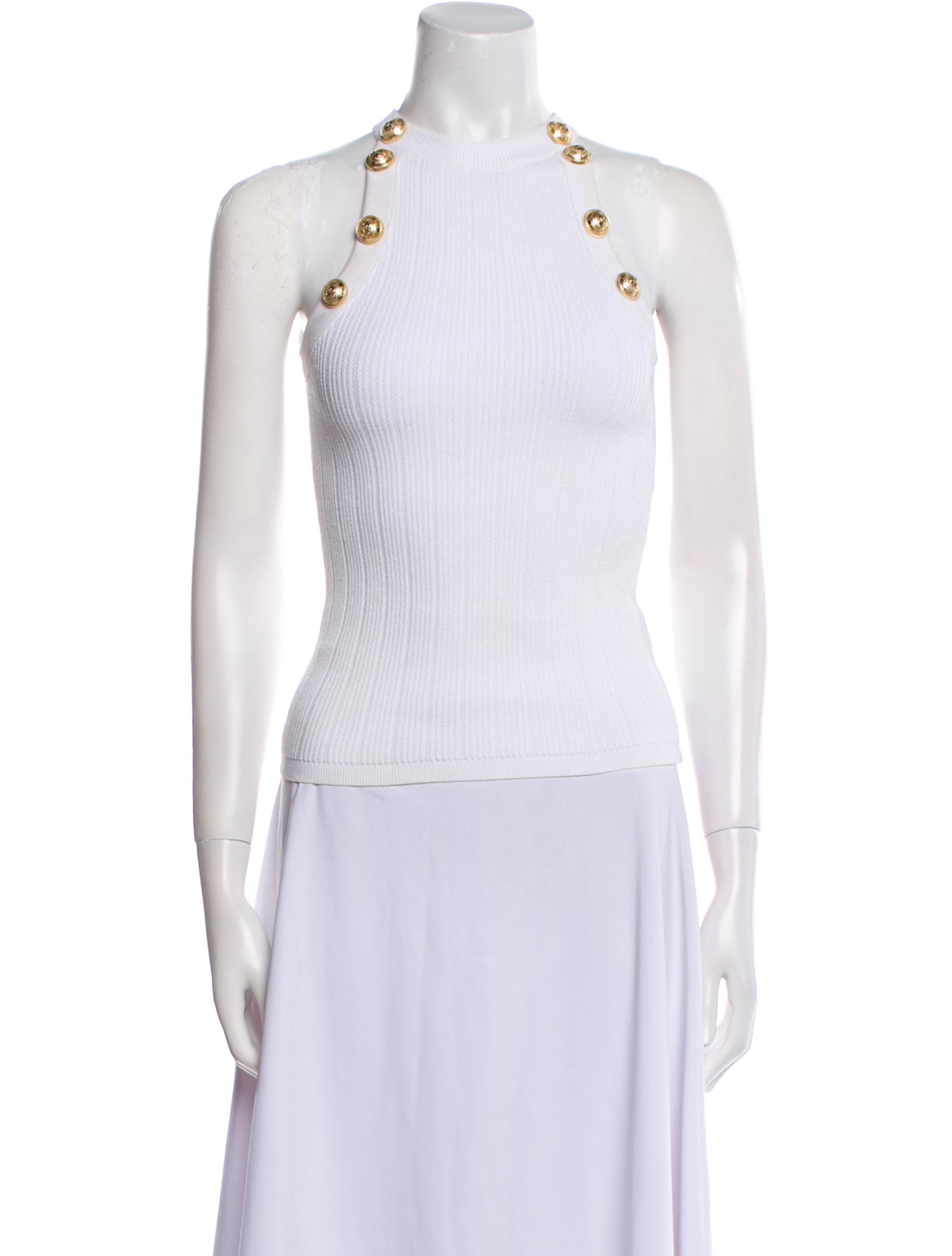 Balmain Mock Neck Sleeveless Top