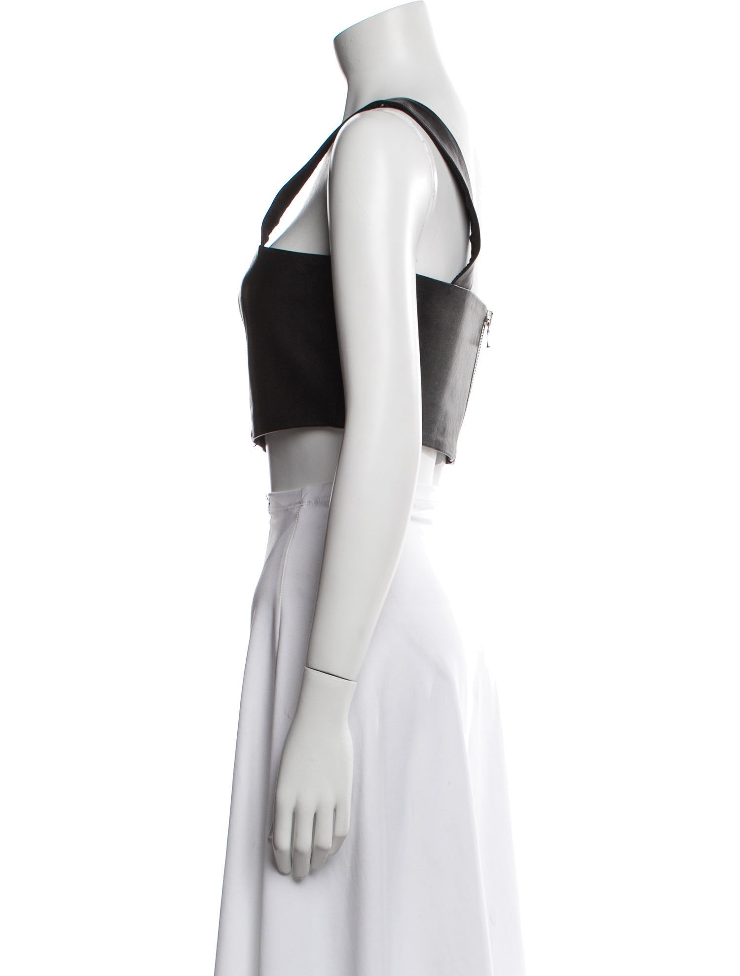 Balmain Lambskin Square Neckline Crop Top