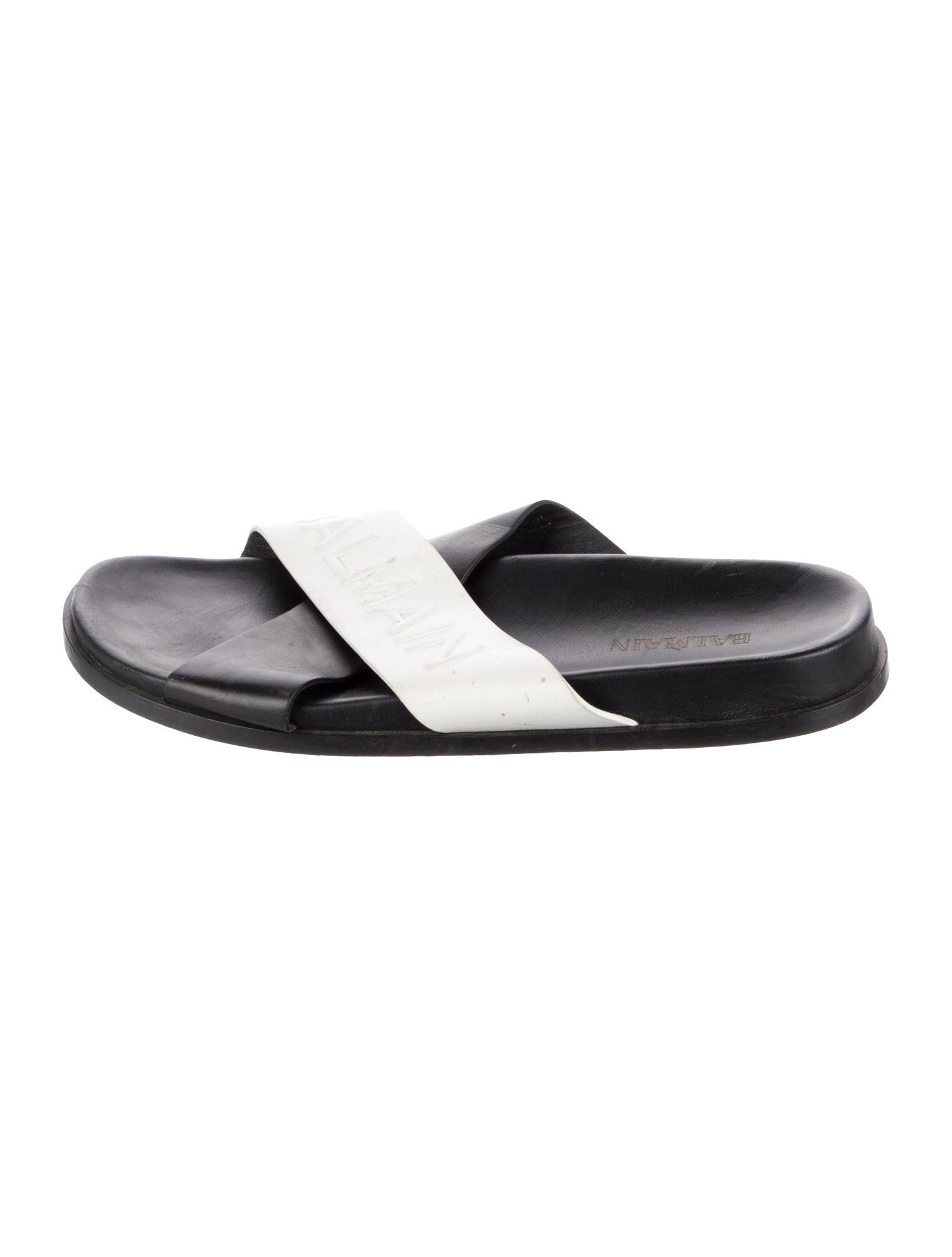 Balmain Leather Colorblock Pattern Slides