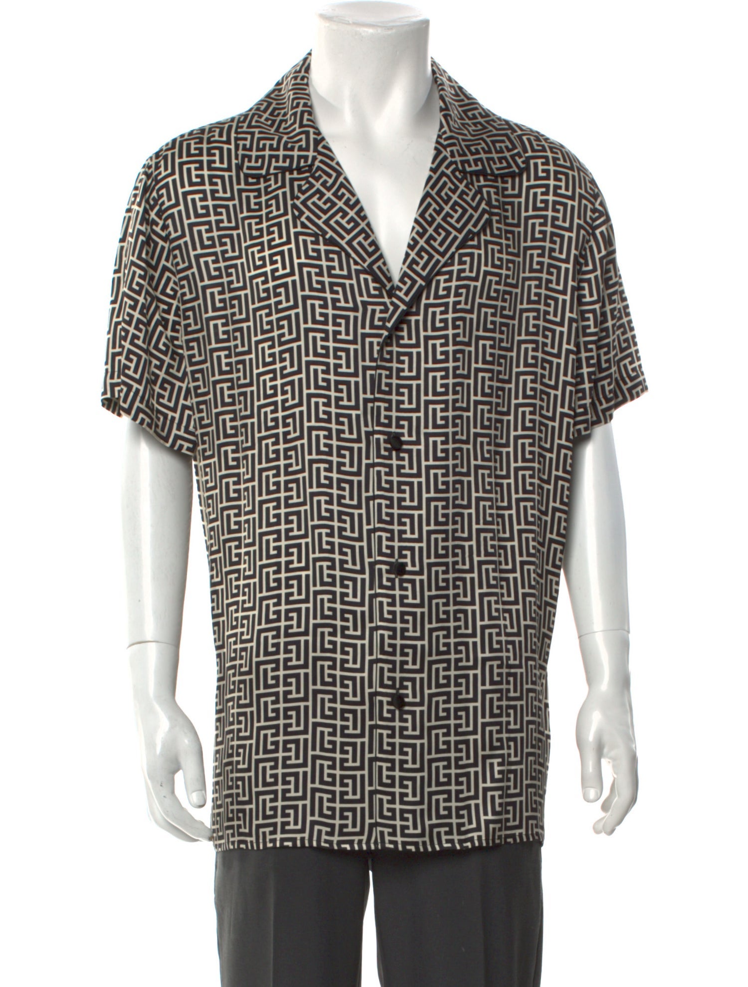 Balmain Plaid Print Short Sleeve Shirt