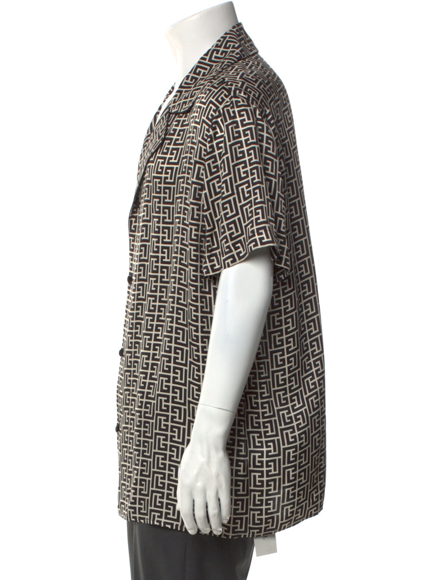 Balmain Plaid Print Short Sleeve Shirt