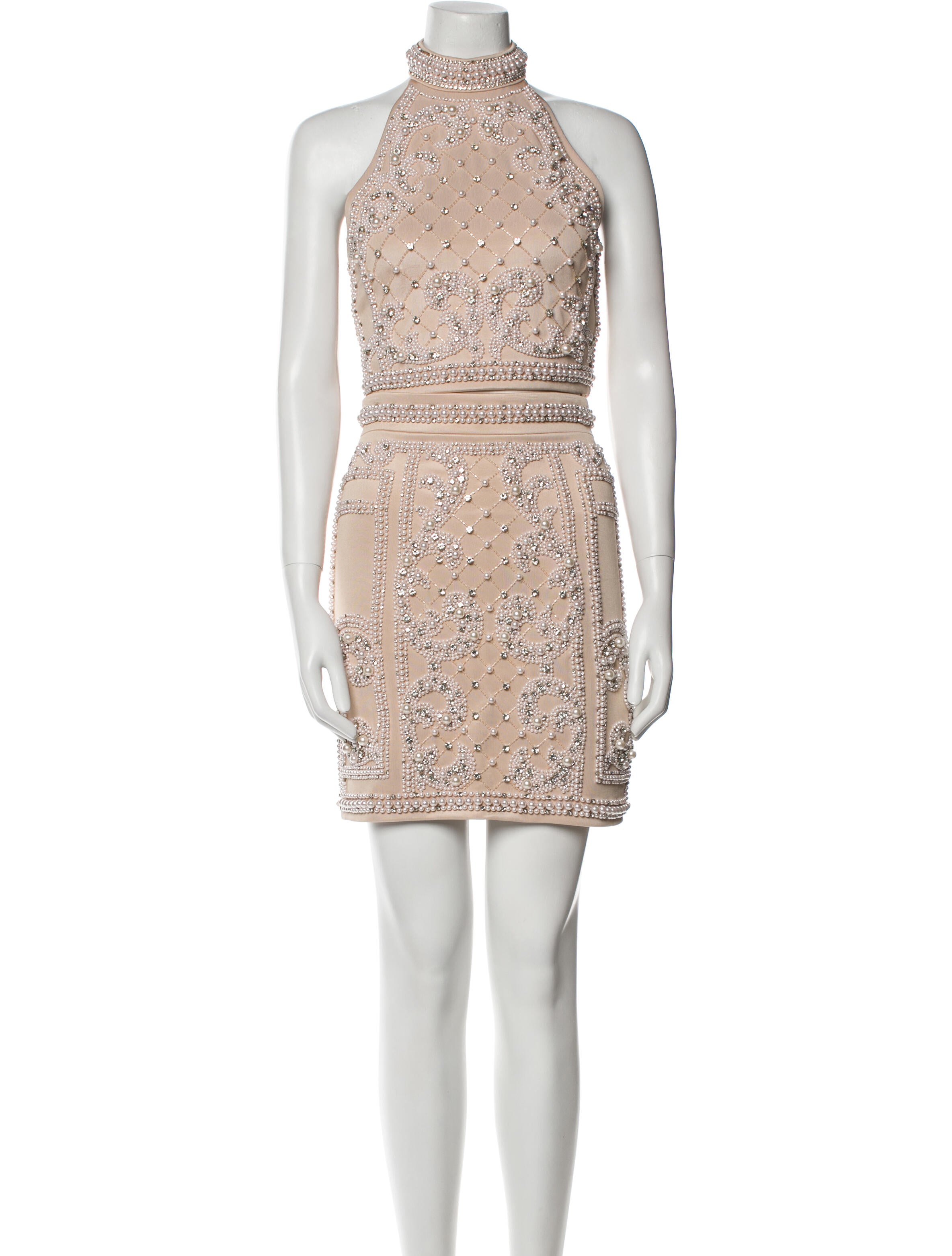 Balmain Crystal Embellishments Skirt Set