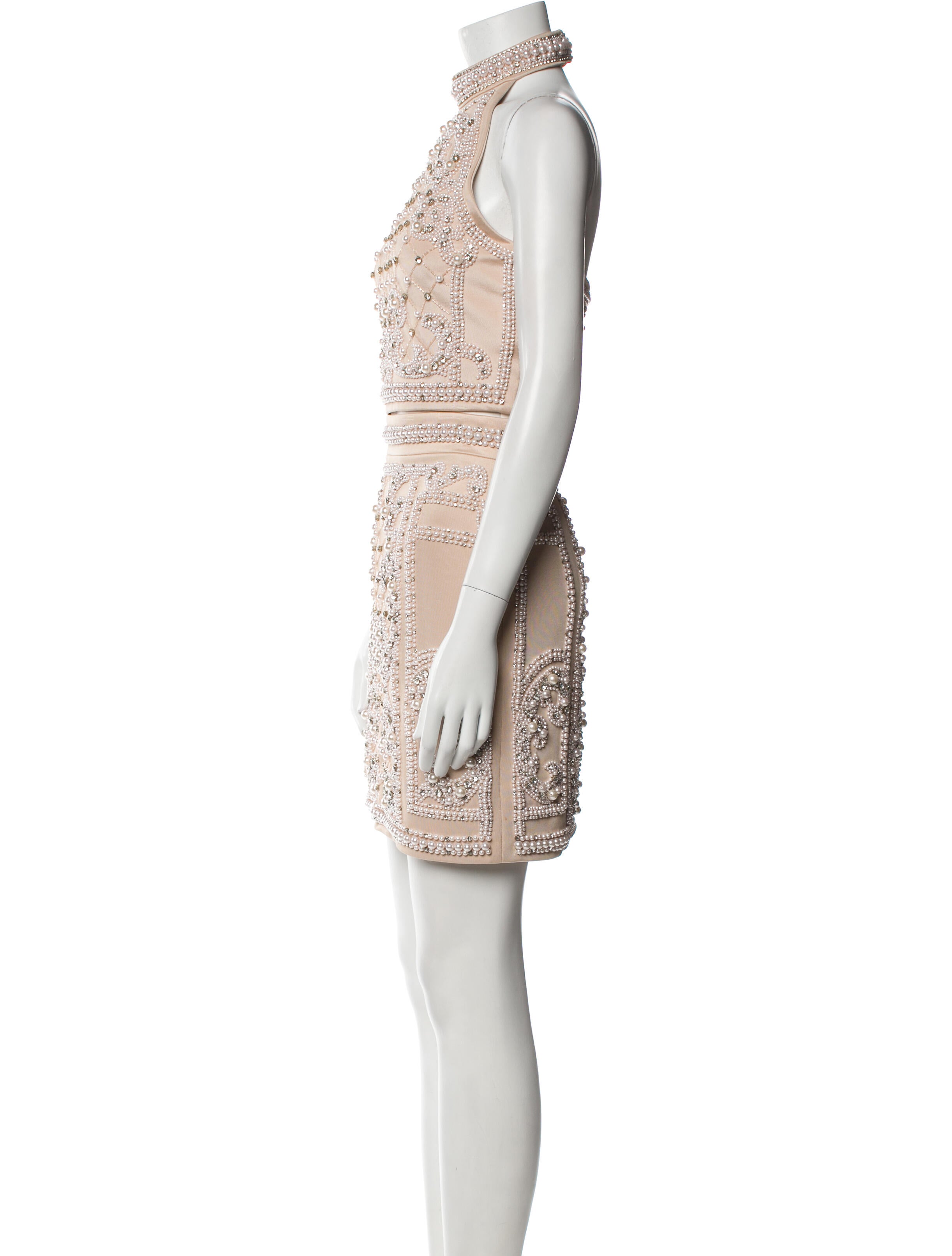 Balmain Crystal Embellishments Skirt Set