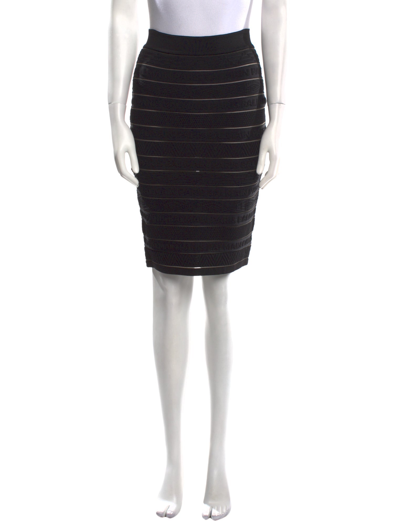 Balmain Striped Knee-Length Skirt