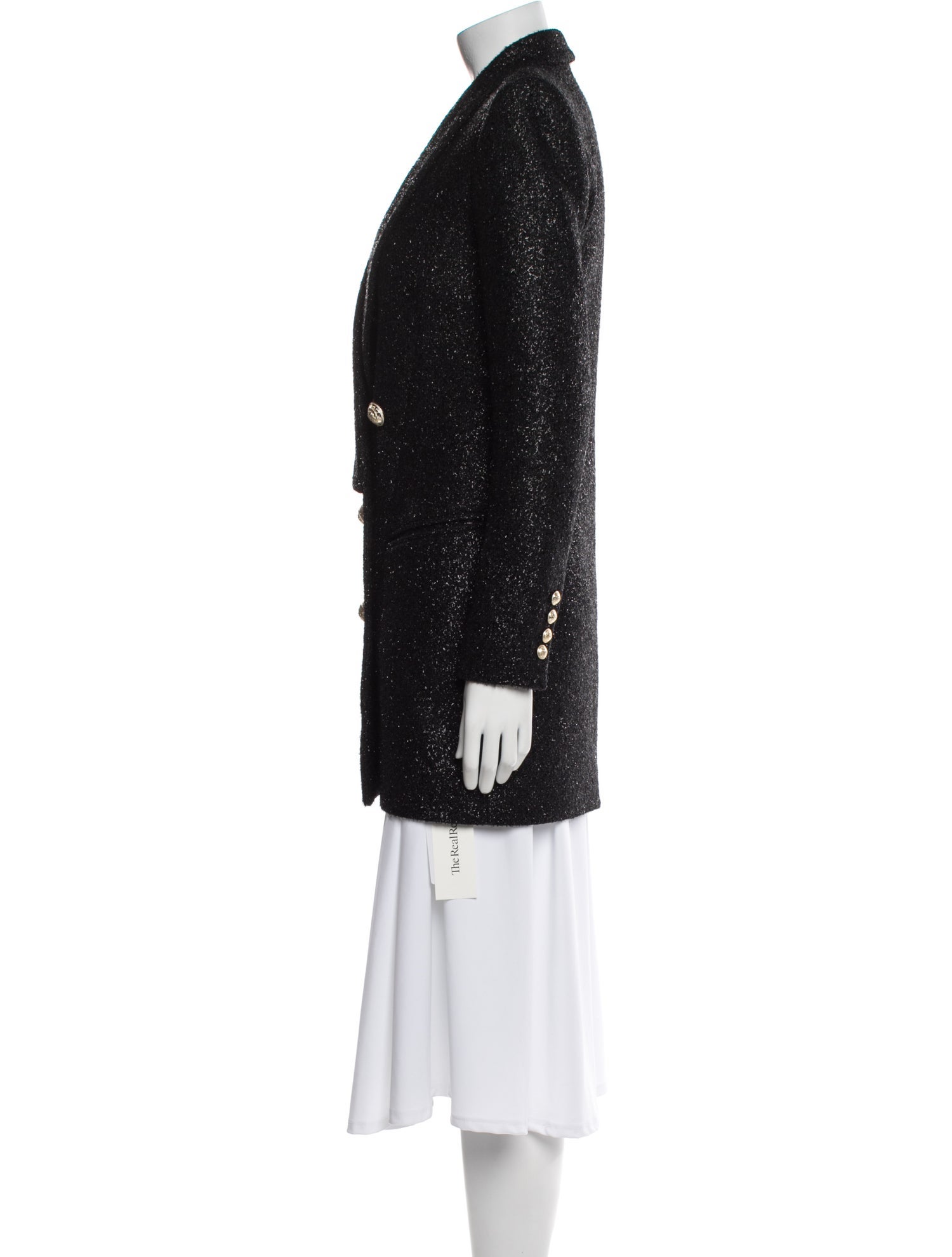 Balmain Wool Tweed Pattern Peacoat