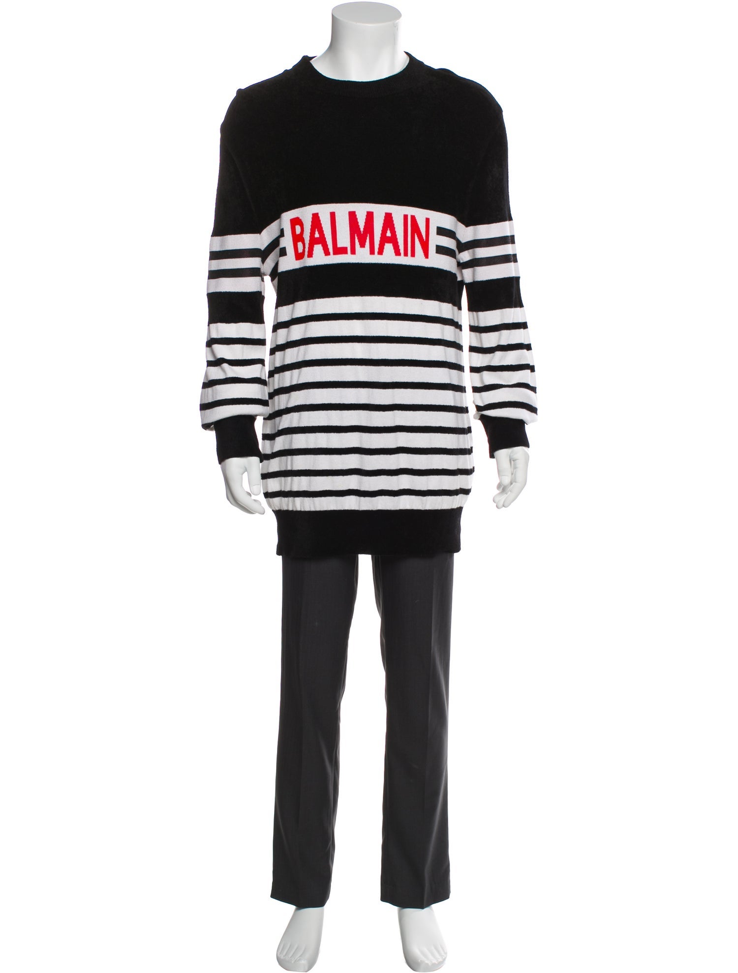 Balmain Striped Crew Neck Pullover