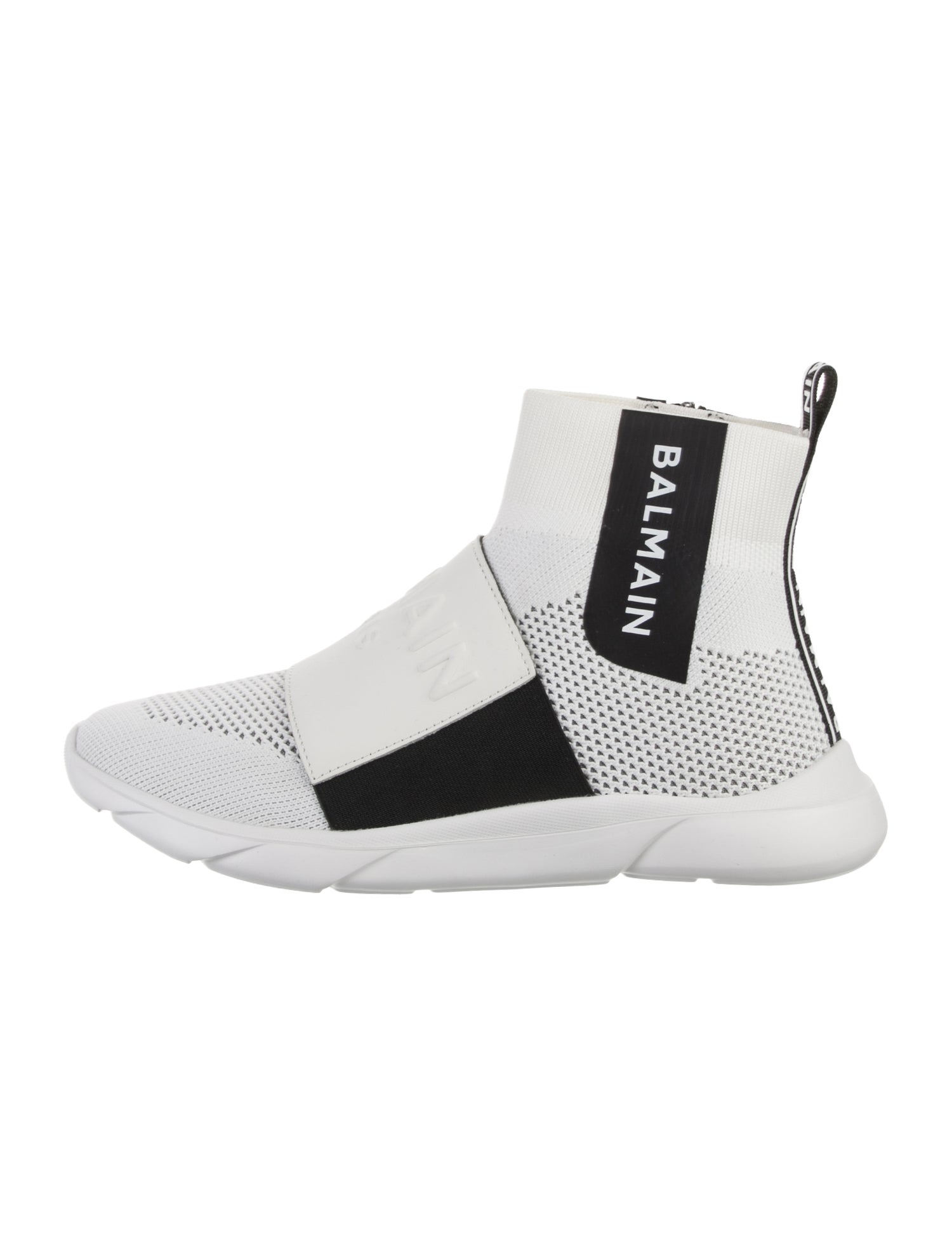 Balmain Leather Graphic Print Sock Sneakers