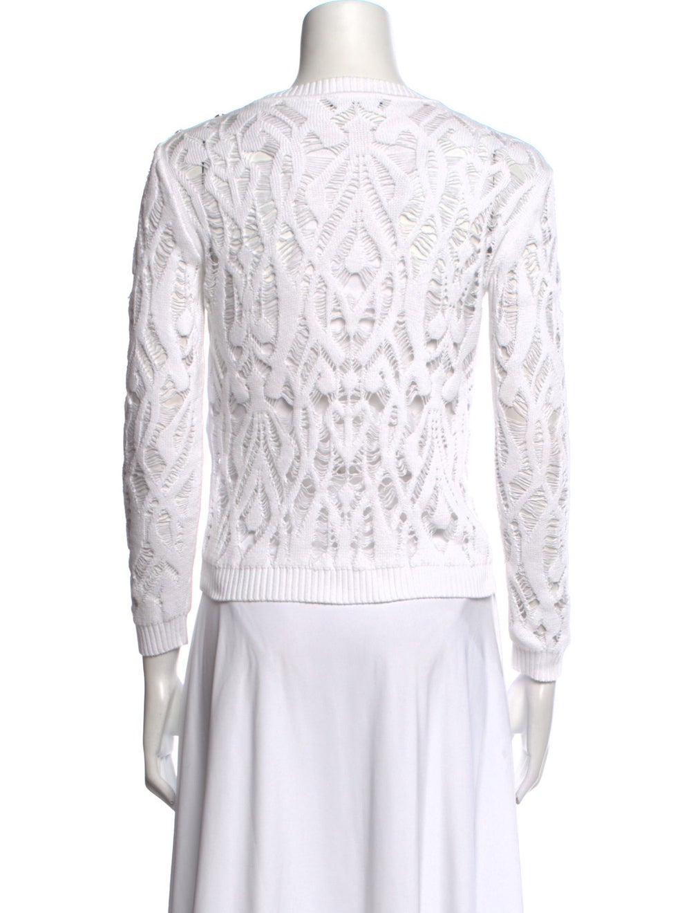 Balmain Pullover White Lace Pattern Long Sleeve w… - image 3