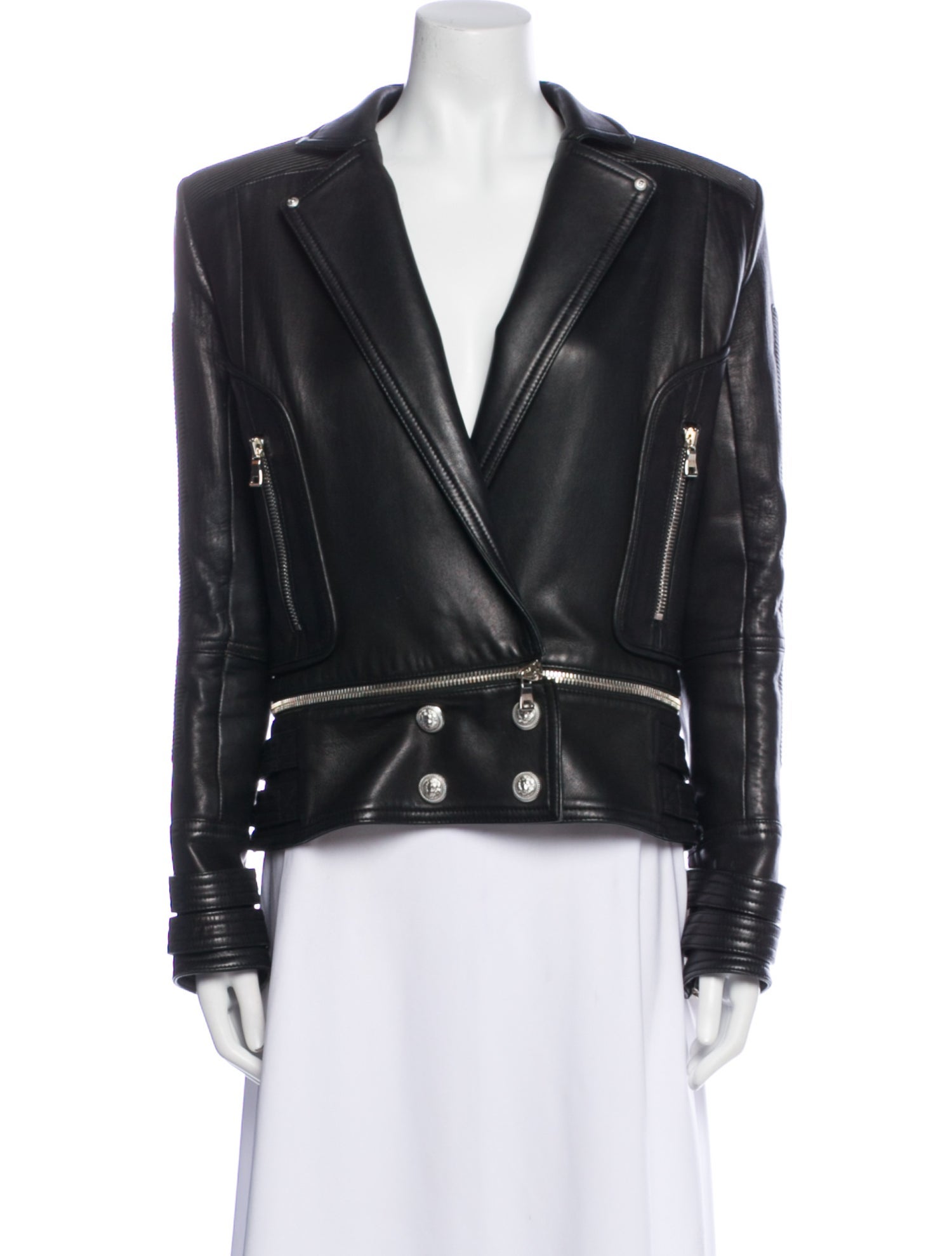 Balmain Lamb Leather Biker Jacket
