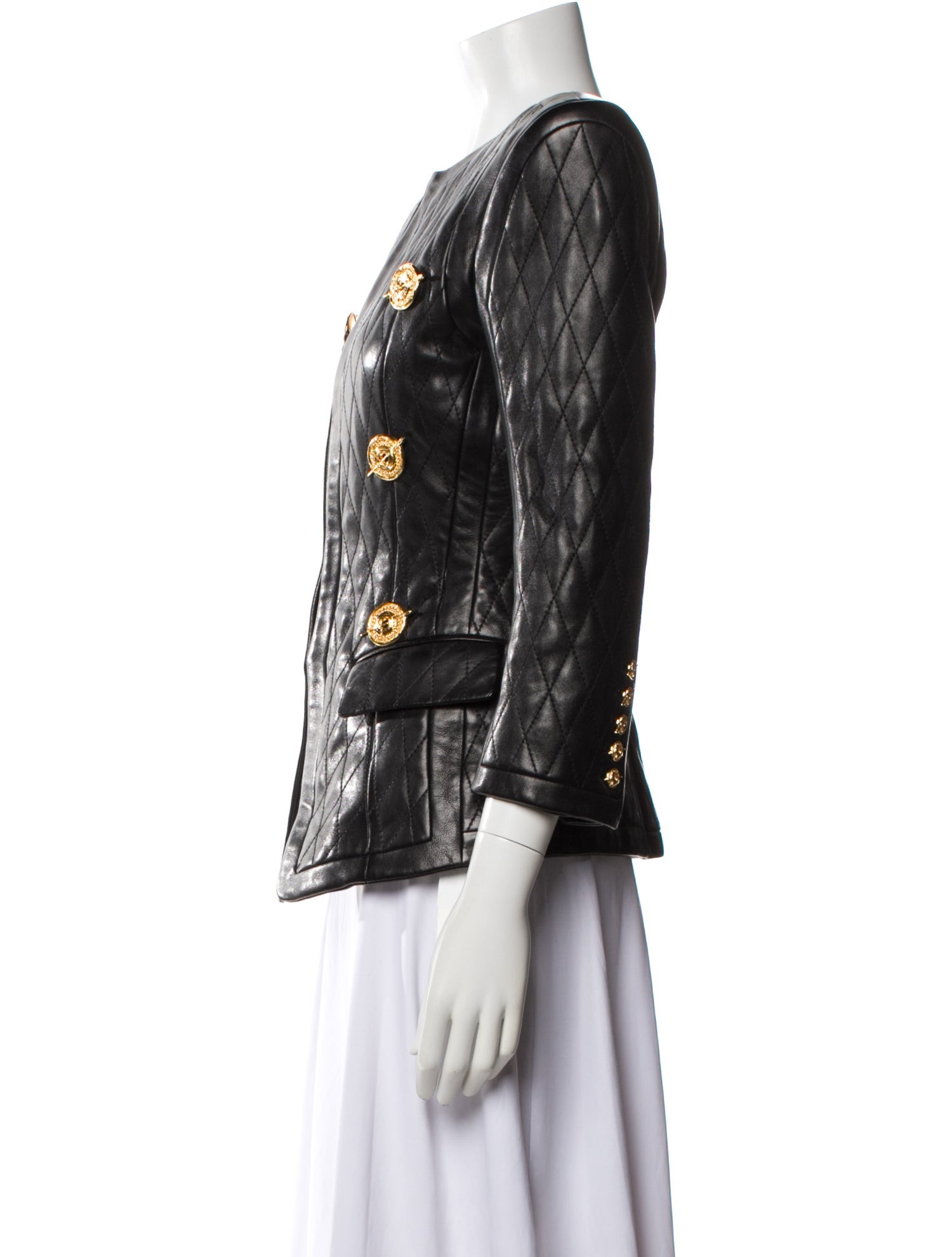 Balmain Leather Tweed Pattern Evening Jacket