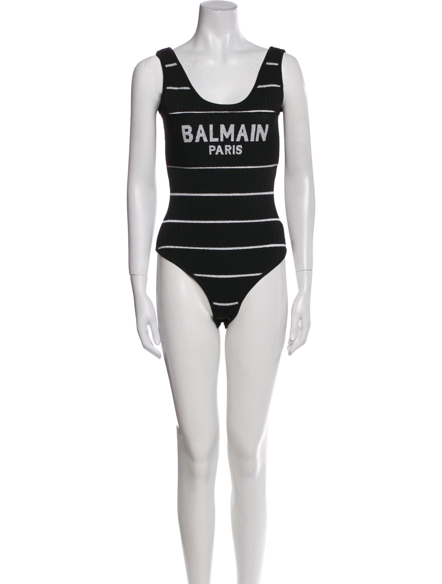 Balmain Graphic Print Scoop Neck Bodysuit
