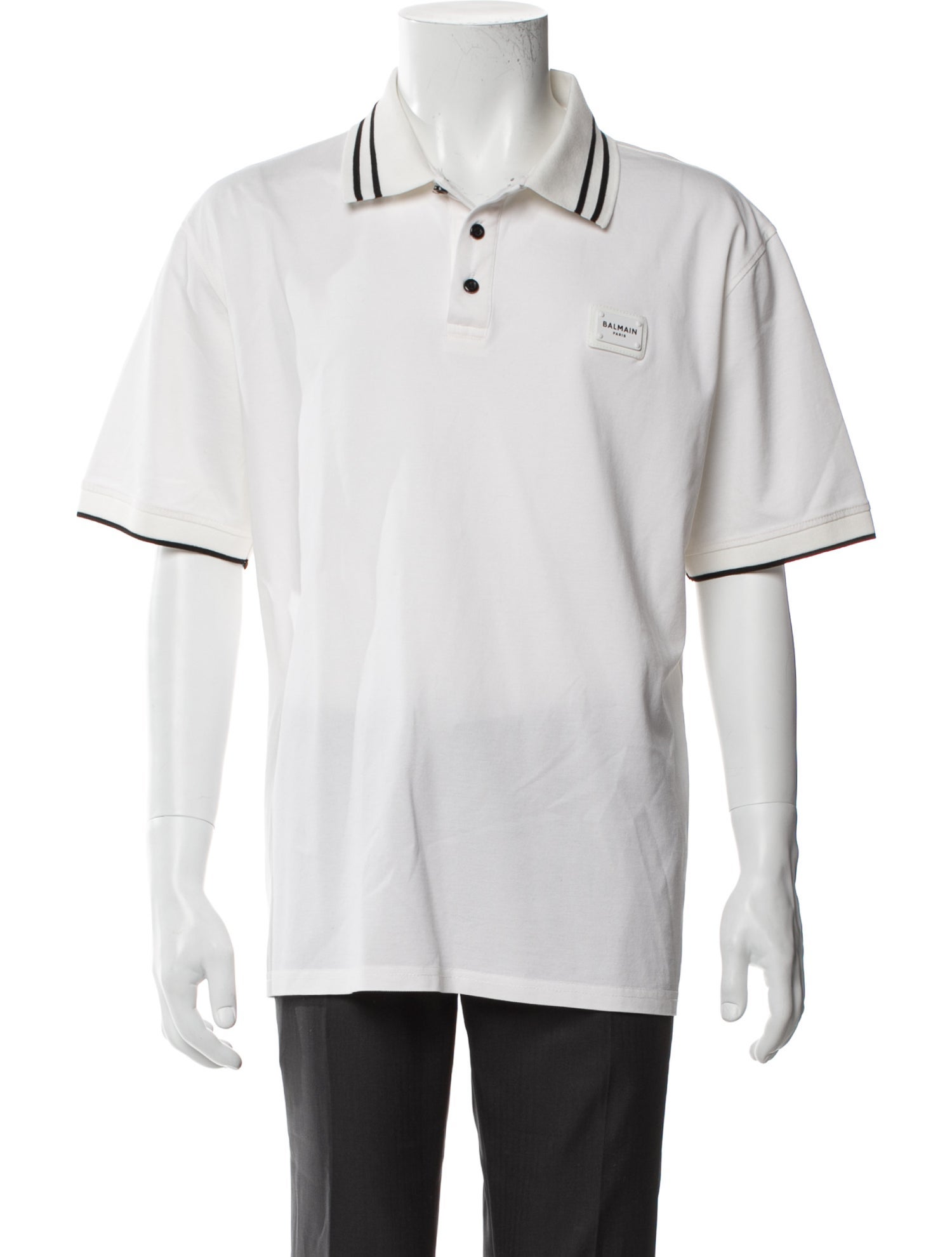 Balmain V-Neck Short Sleeve Polo Shirt