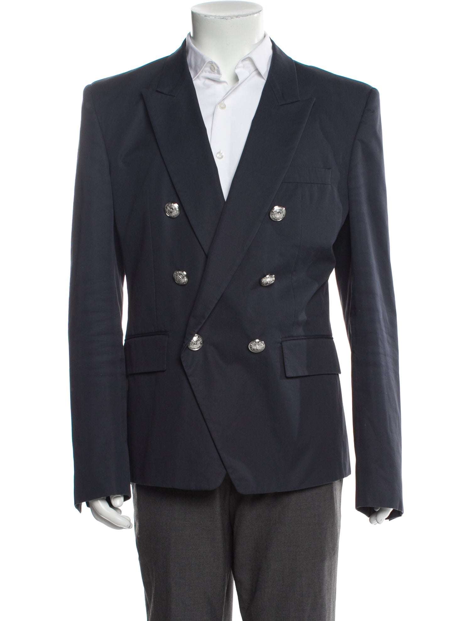 Balmain Men's Blue Cotton Blazer