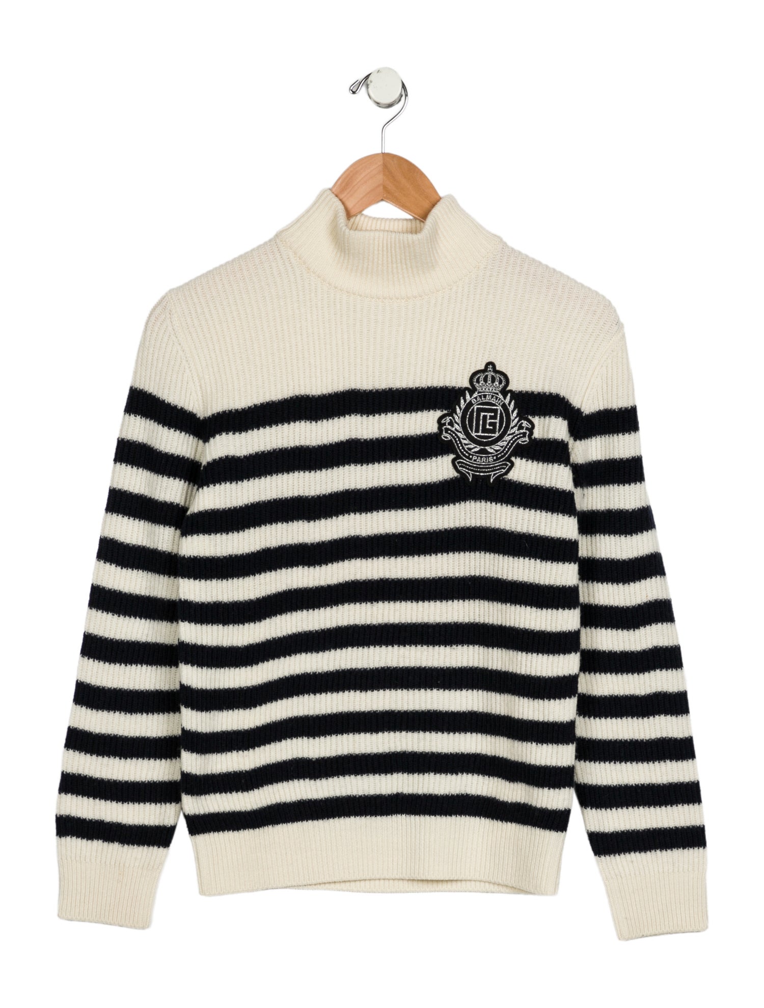 Balmain Girls' Striped Turtleneck Sweater