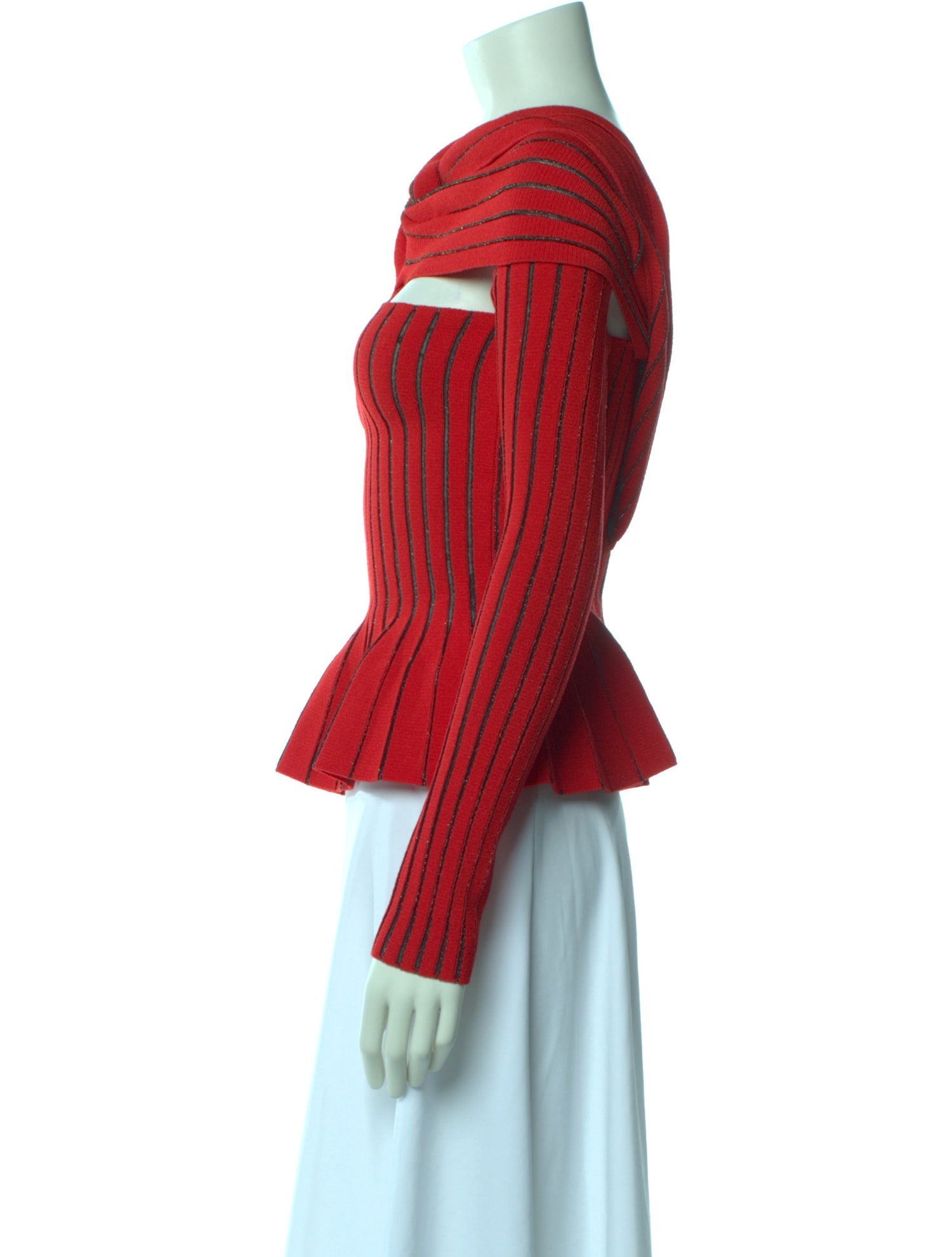 Balmain Off-The-Shoulder Long Sleeve Crop Top