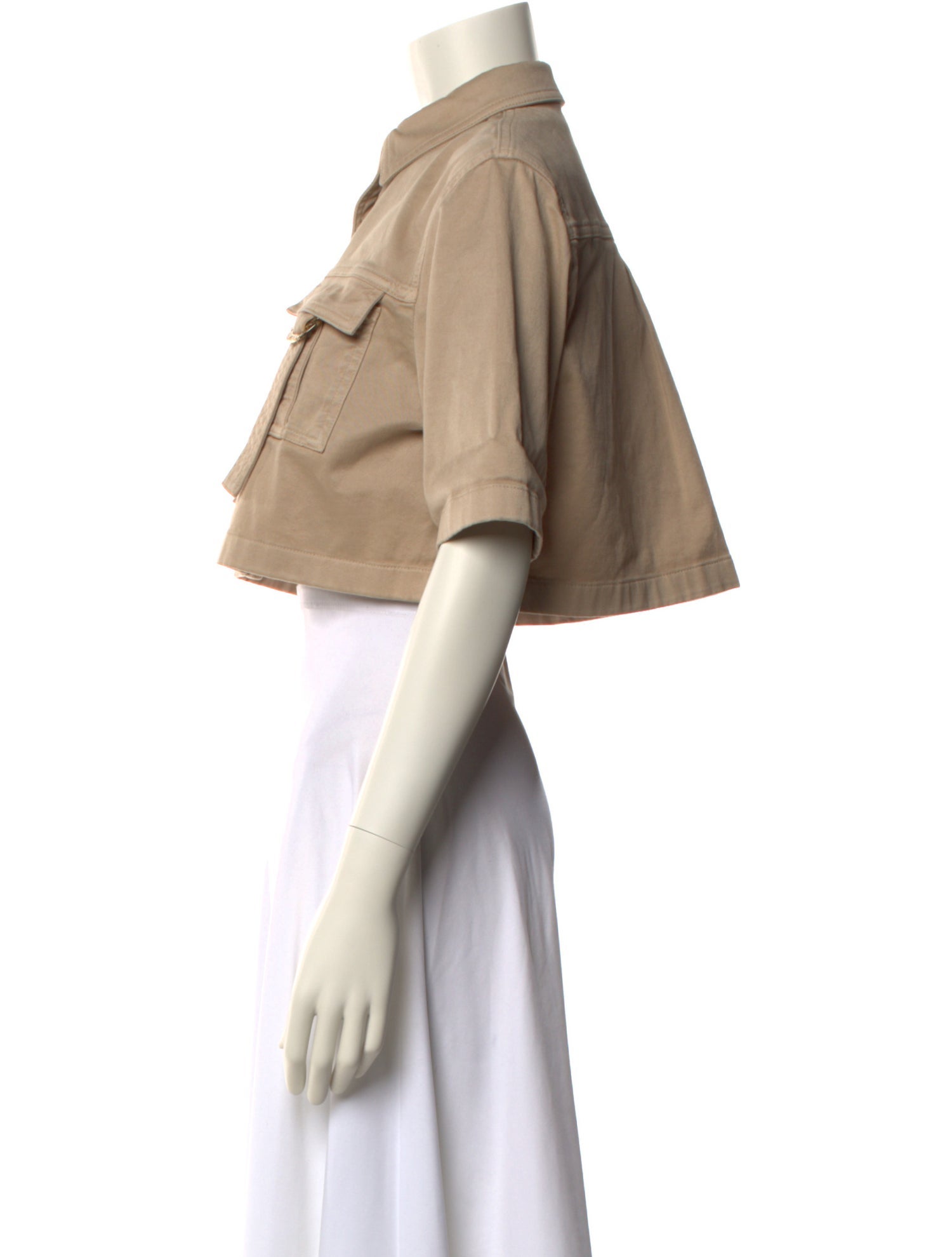 Balmain Mock Neck Short Sleeve Crop Top