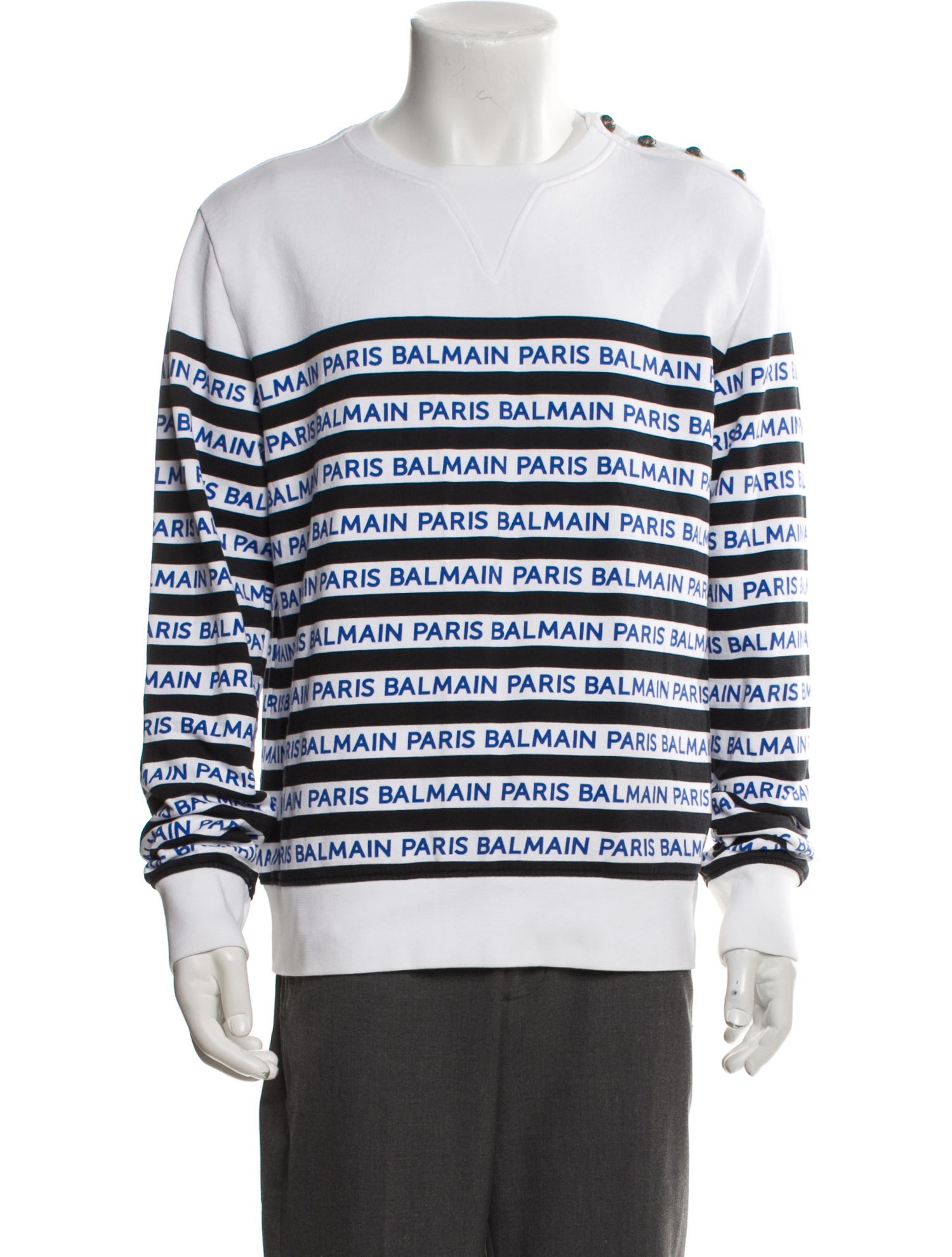 Balmain Striped Crew Neck Pullover