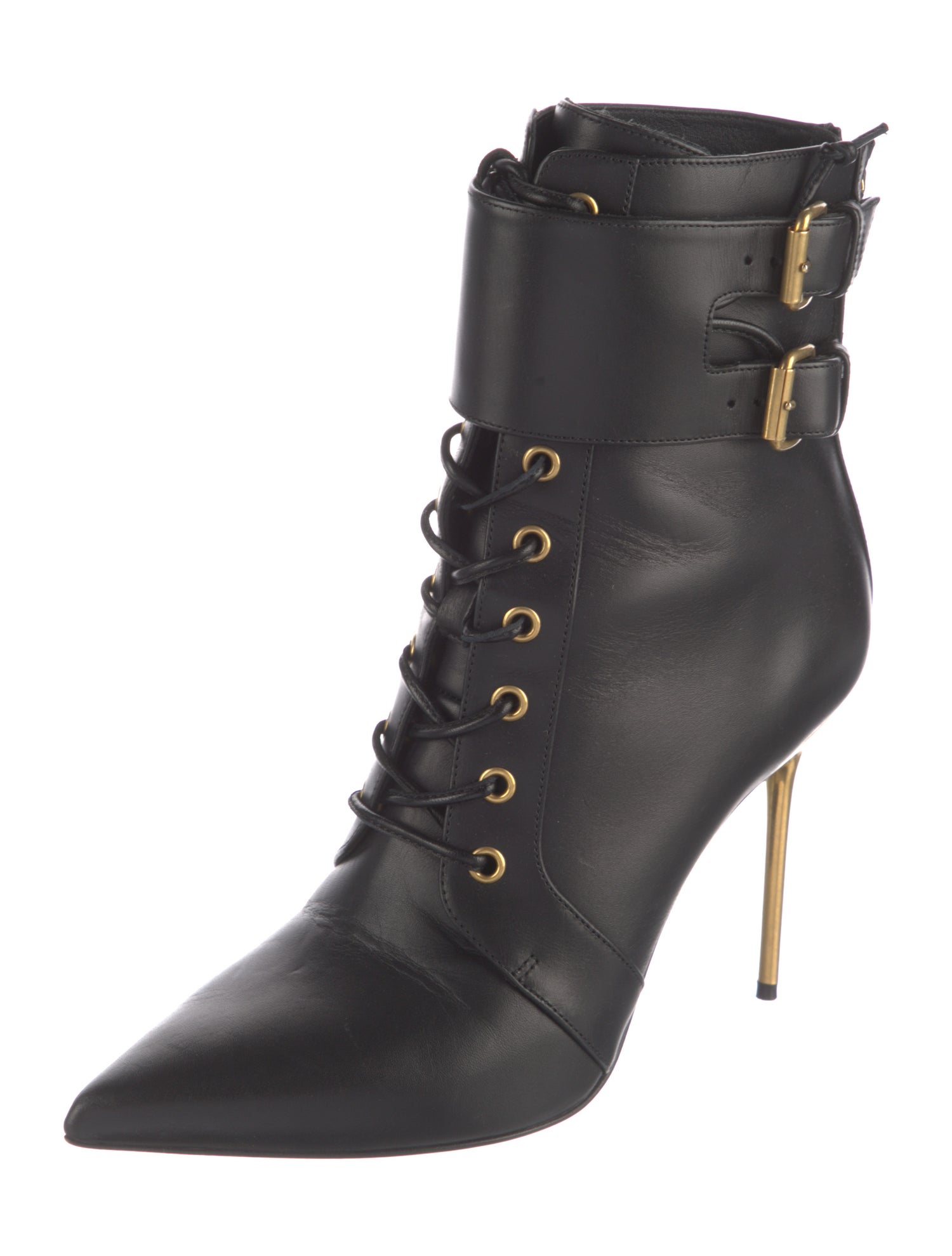 Balmain Leather Lace-Up Boots