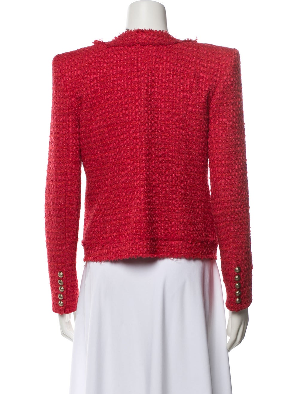Balmain Evening Jacket Red Tweed Pattern Collarle… - image 3