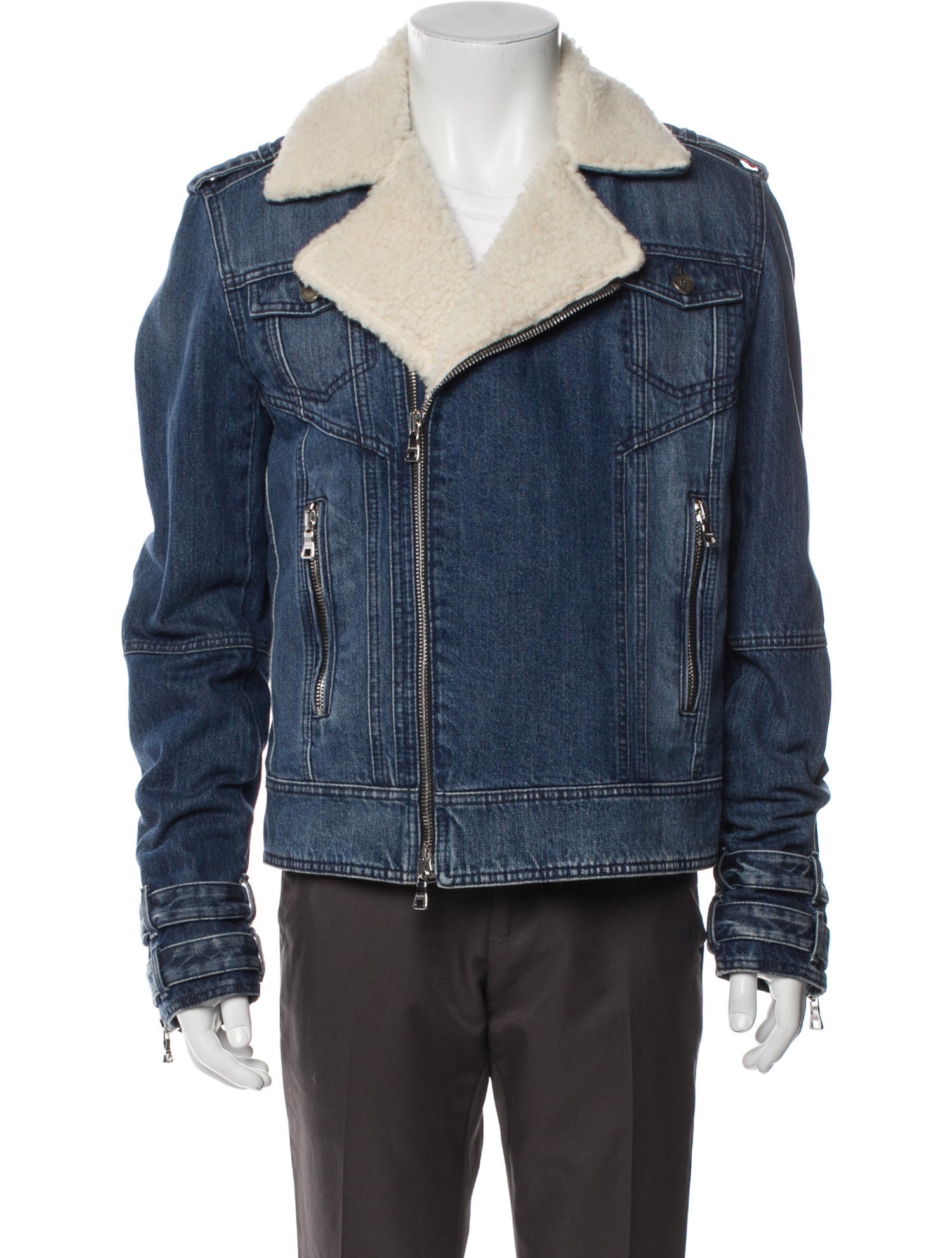 Balmain Colorblock Pattern Moto Jacket